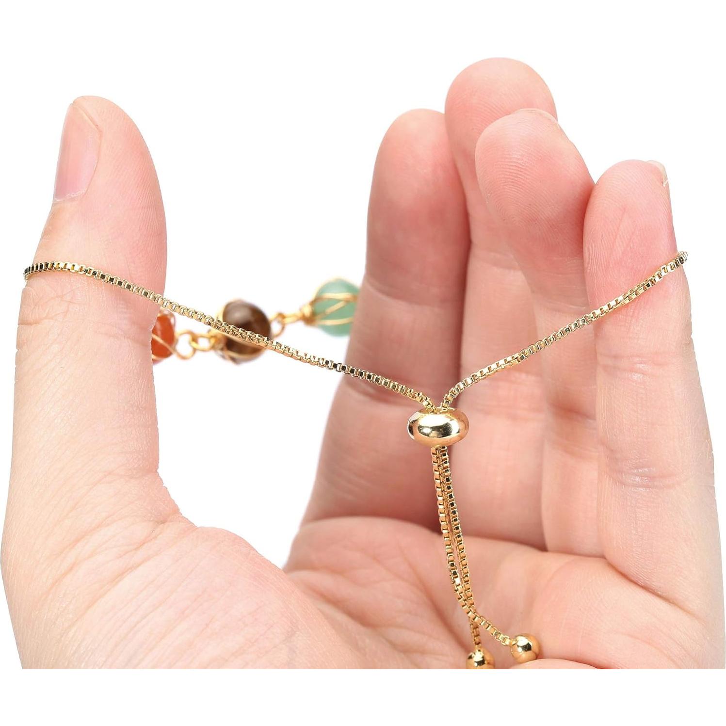 Pulsera de 7 Chakras Ajustable Jovivi con Piedras Naturales 8mm