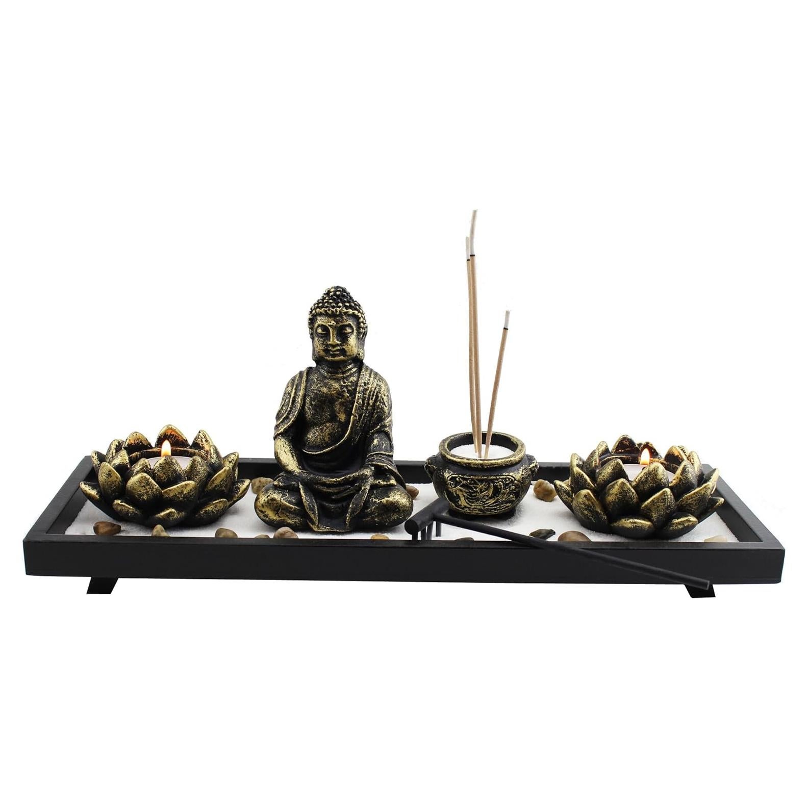 Jardín Zen de Mesa Buda Multicolor 12 Piezas Meditación