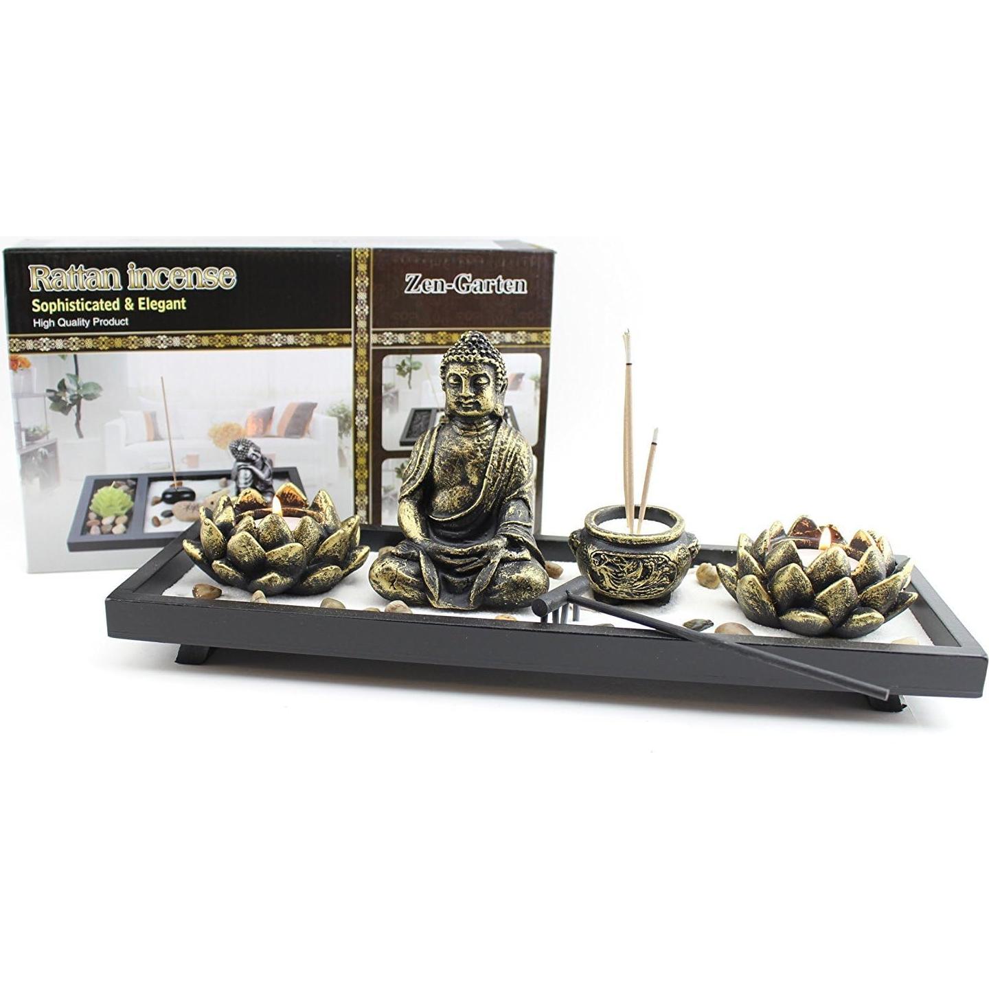 Jardín Zen de Mesa Buda Multicolor 12 Piezas Meditación