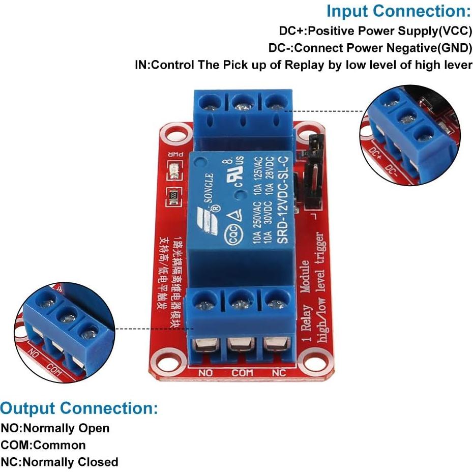 Módulo de Relé 1 Canal AOICRIE 12V con Aislamiento Optoacoplador
