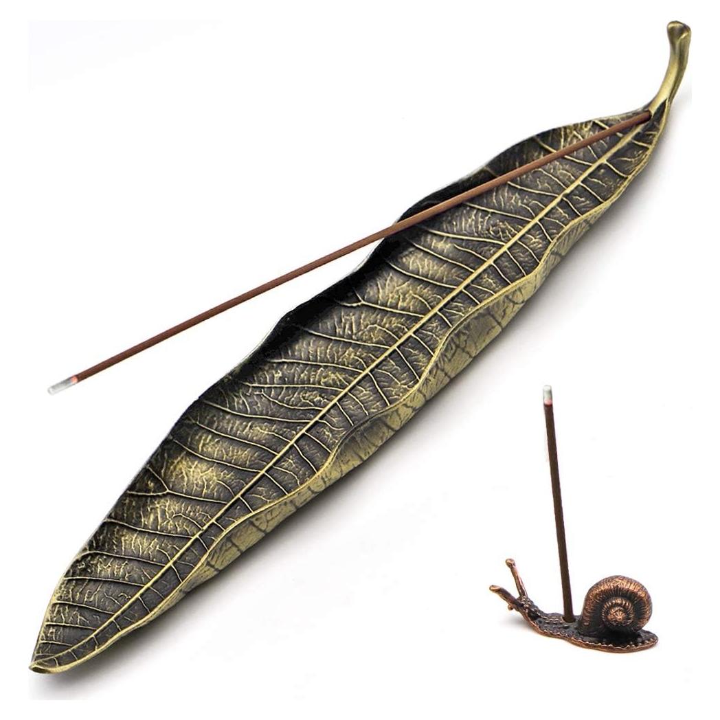 Juego de Soporte para Incienso Lodonc - 2 Piezas Hoja y Caracol