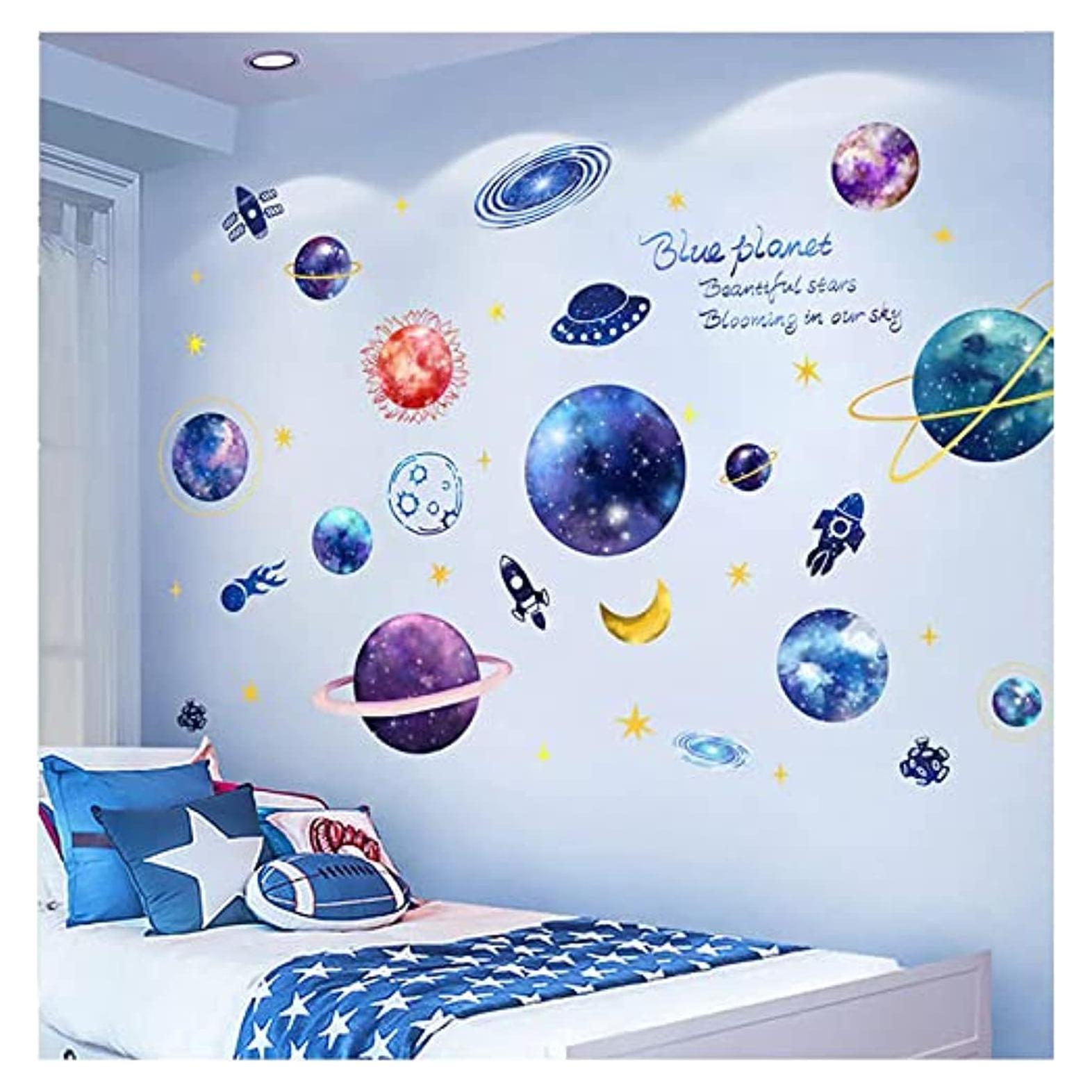 Calcomanías de Pared 3D Quanhaigou Galaxia Estrellas Azules