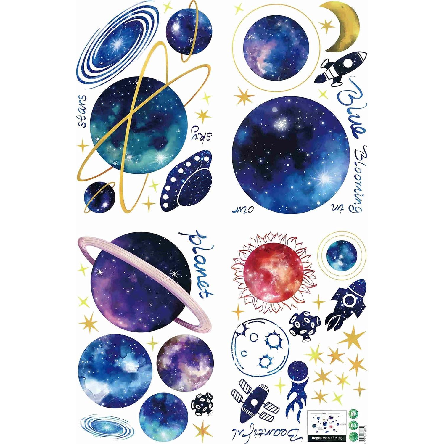 Calcomanías de Pared 3D Quanhaigou Galaxia Estrellas Azules