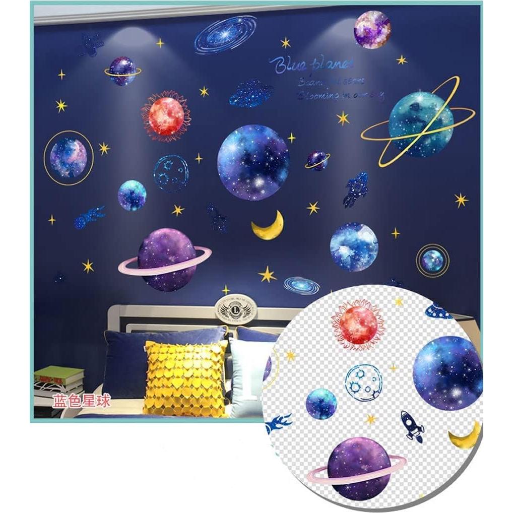 Calcomanías de Pared 3D Quanhaigou Galaxia Estrellas Azules