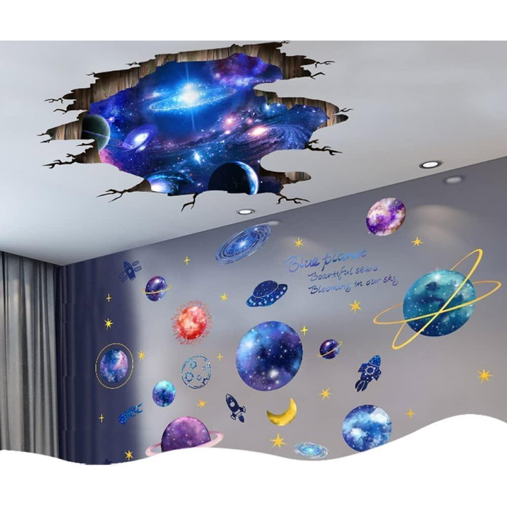 Calcomanías de Pared 3D Quanhaigou Galaxia Estrellas Azules