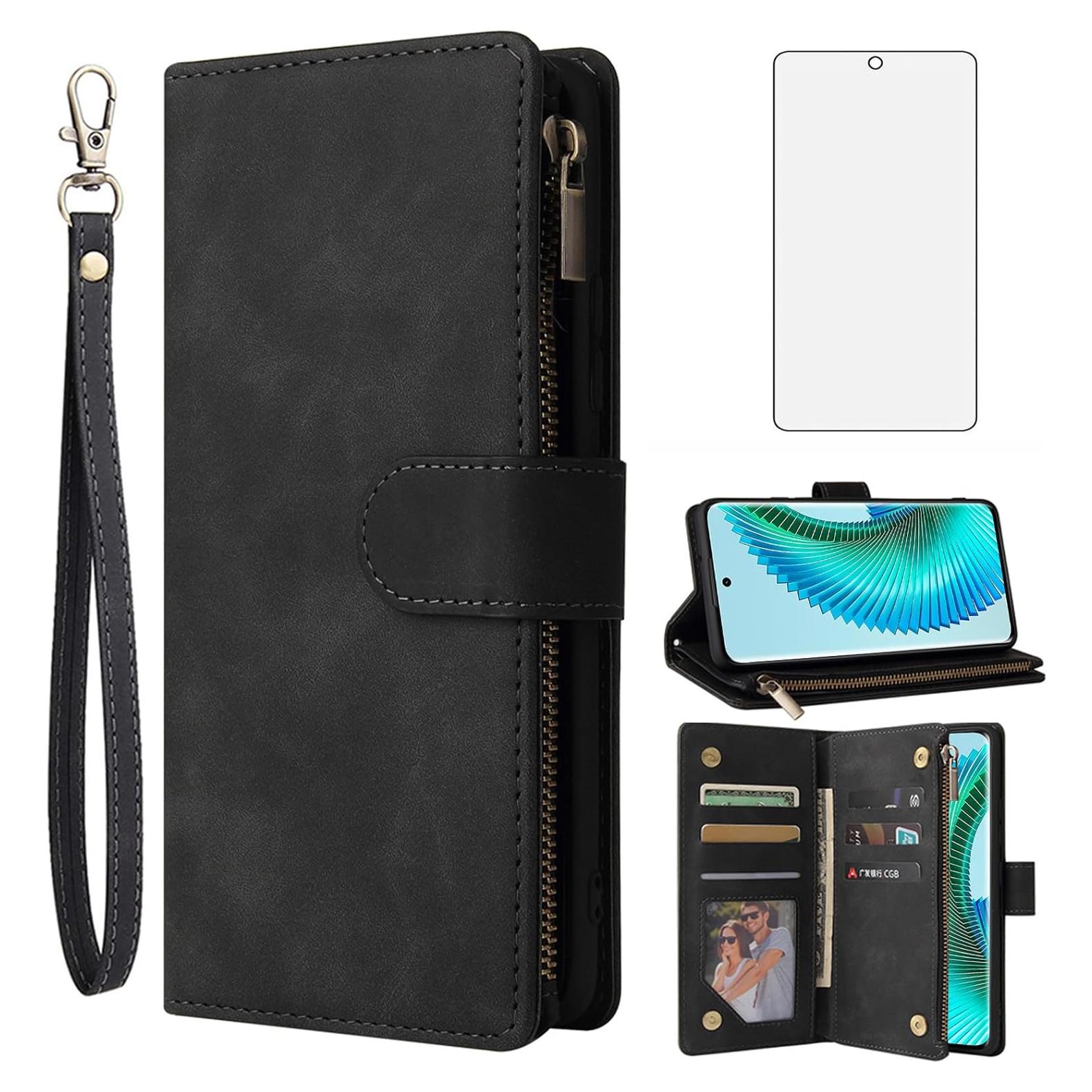 Funda Cartera Asuwish para Honor Magic 6 Lite 5G - Negro