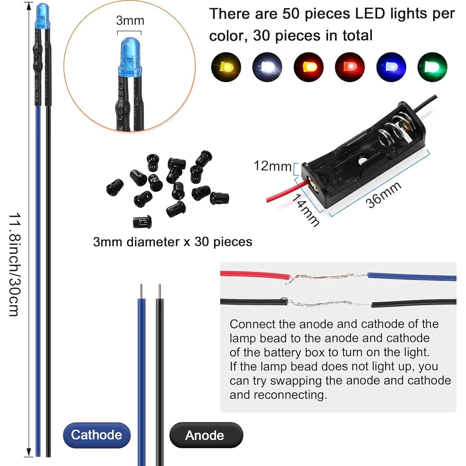 Kit de Luces LED 12V Saysurey 63 Pcs para Manualidades