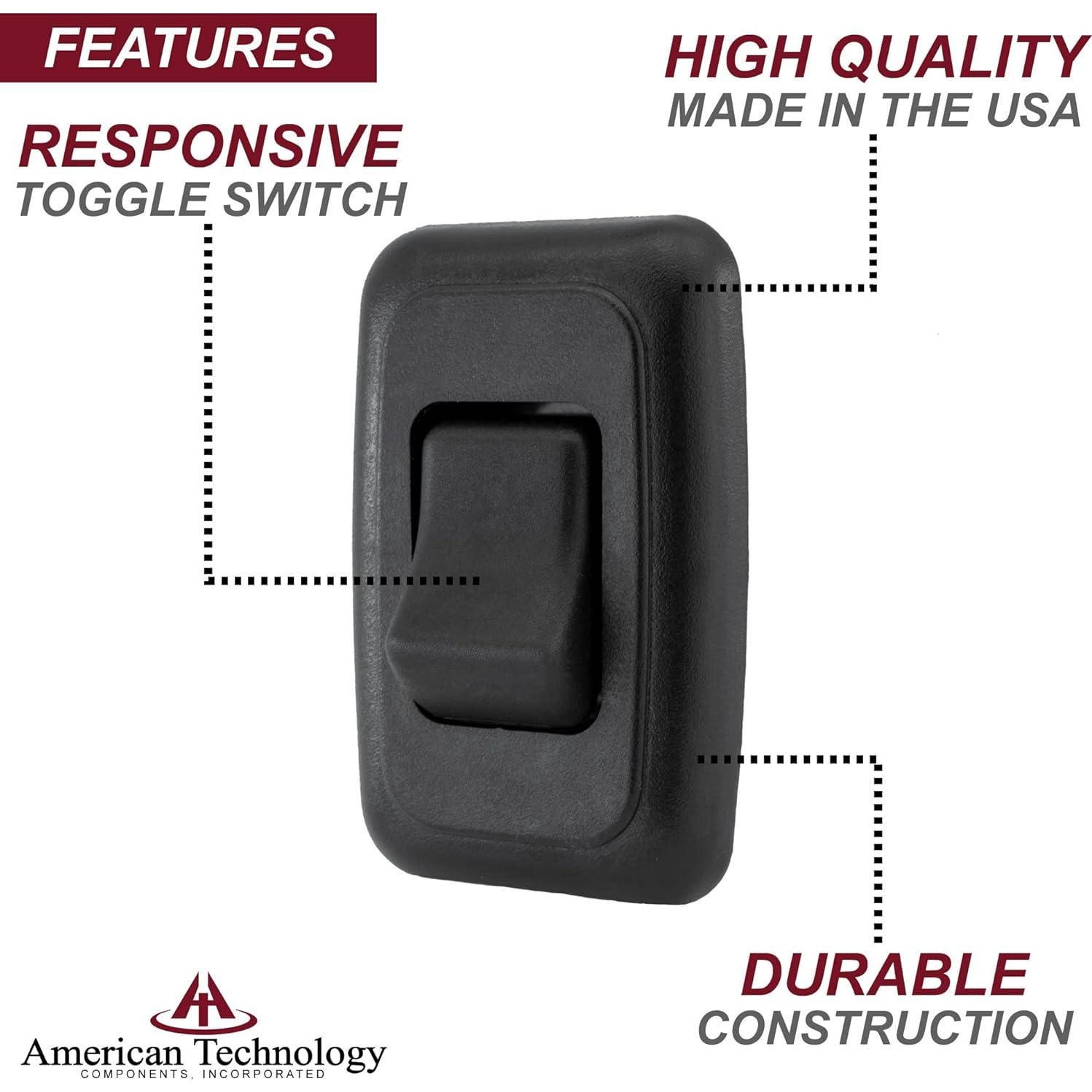 Interruptor On-Off SPST 12V Negro para RV y Remolques
