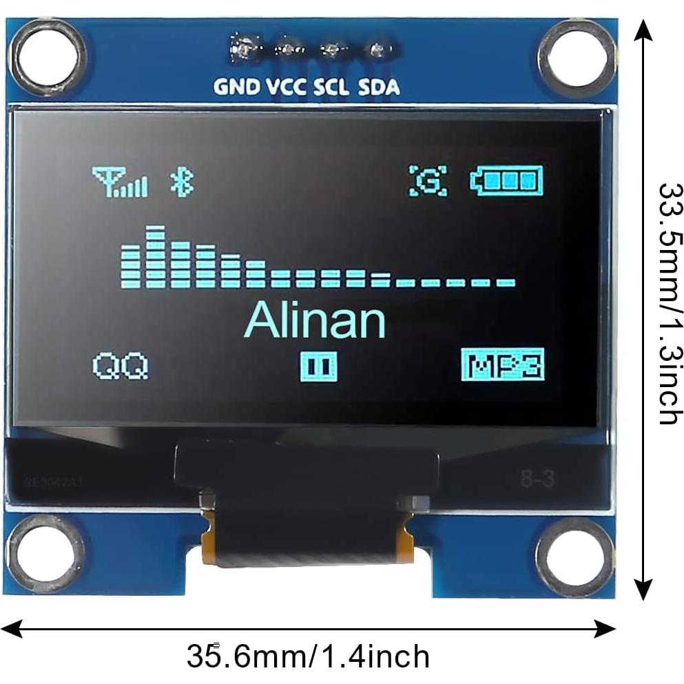 Módulo Pantalla OLED Alinan 2pcs I2C 128x64 1.3" Azul