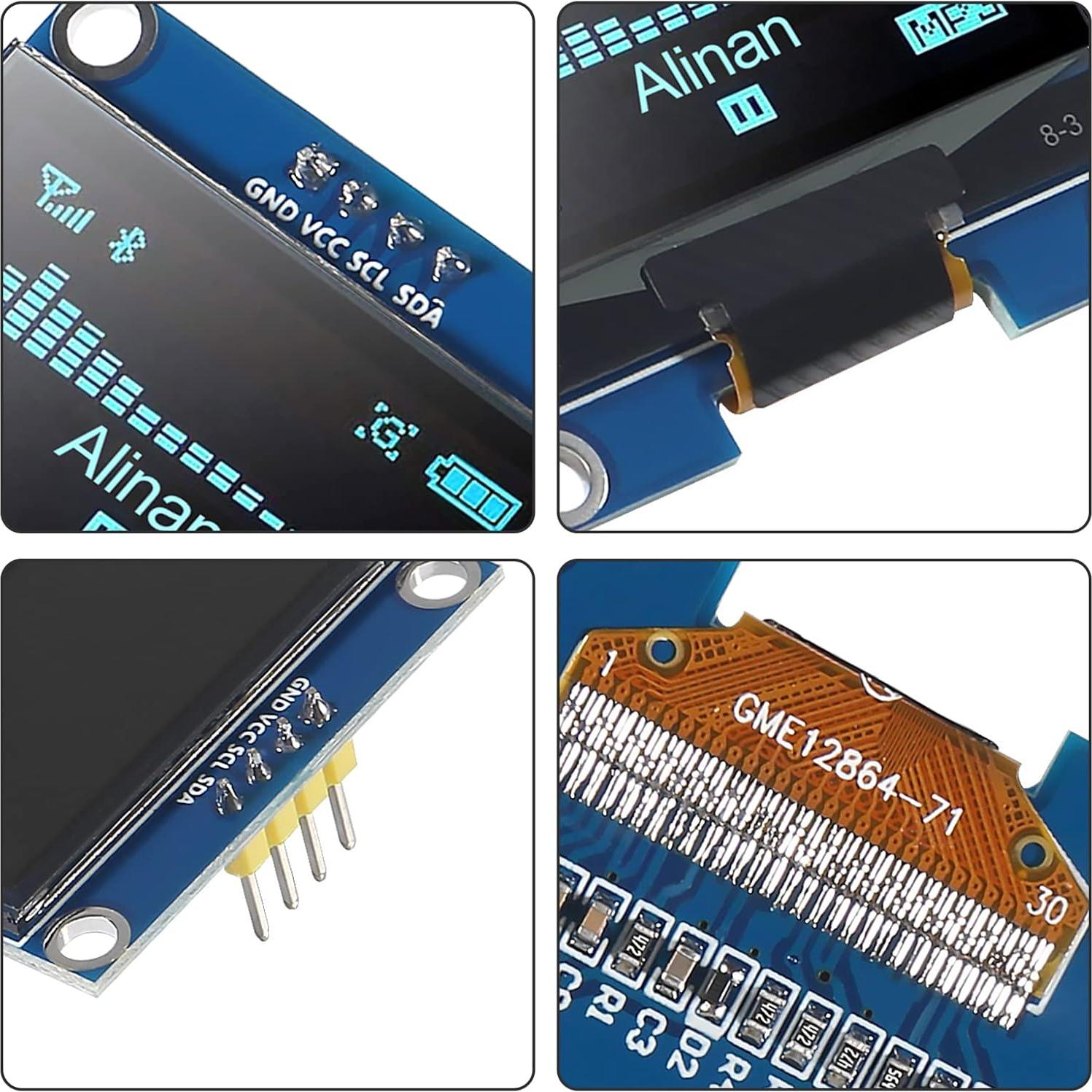Módulo Pantalla OLED Alinan 2pcs I2C 128x64 1.3" Azul