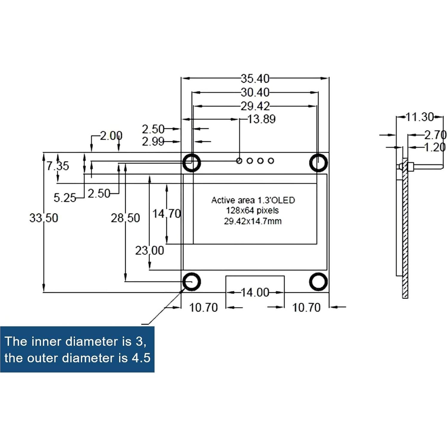Módulo Pantalla OLED Alinan 2pcs I2C 128x64 1.3" Azul
