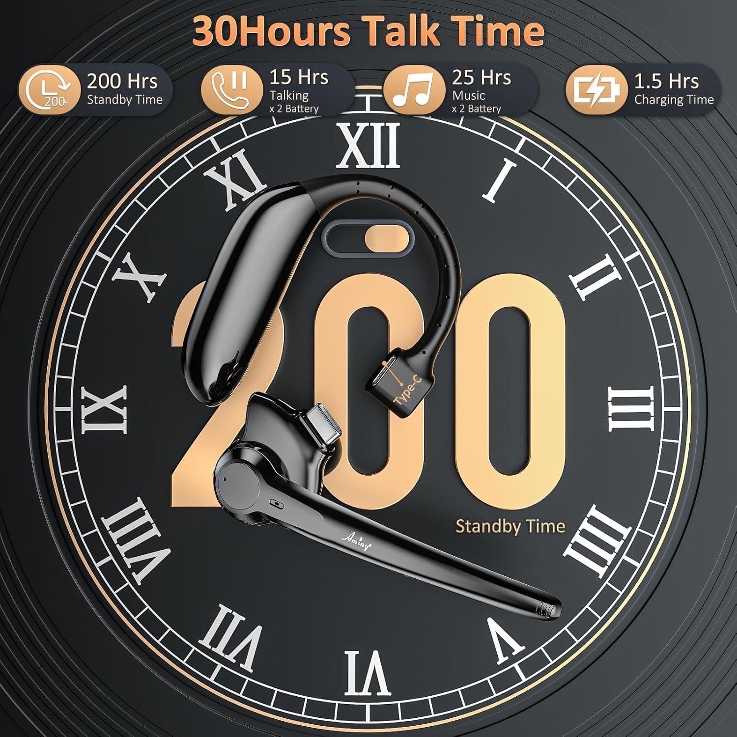 Auricular Bluetooth Inalámbrico AMINY UFO4L Negro 30h Batería