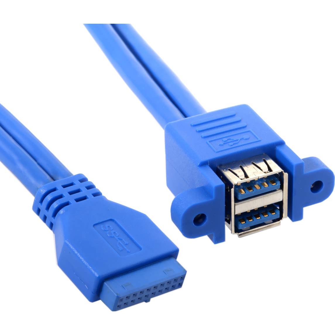 Cable USB 3.0 Femenino Doble a Placa Base 20Pin 50cm Chenyang
