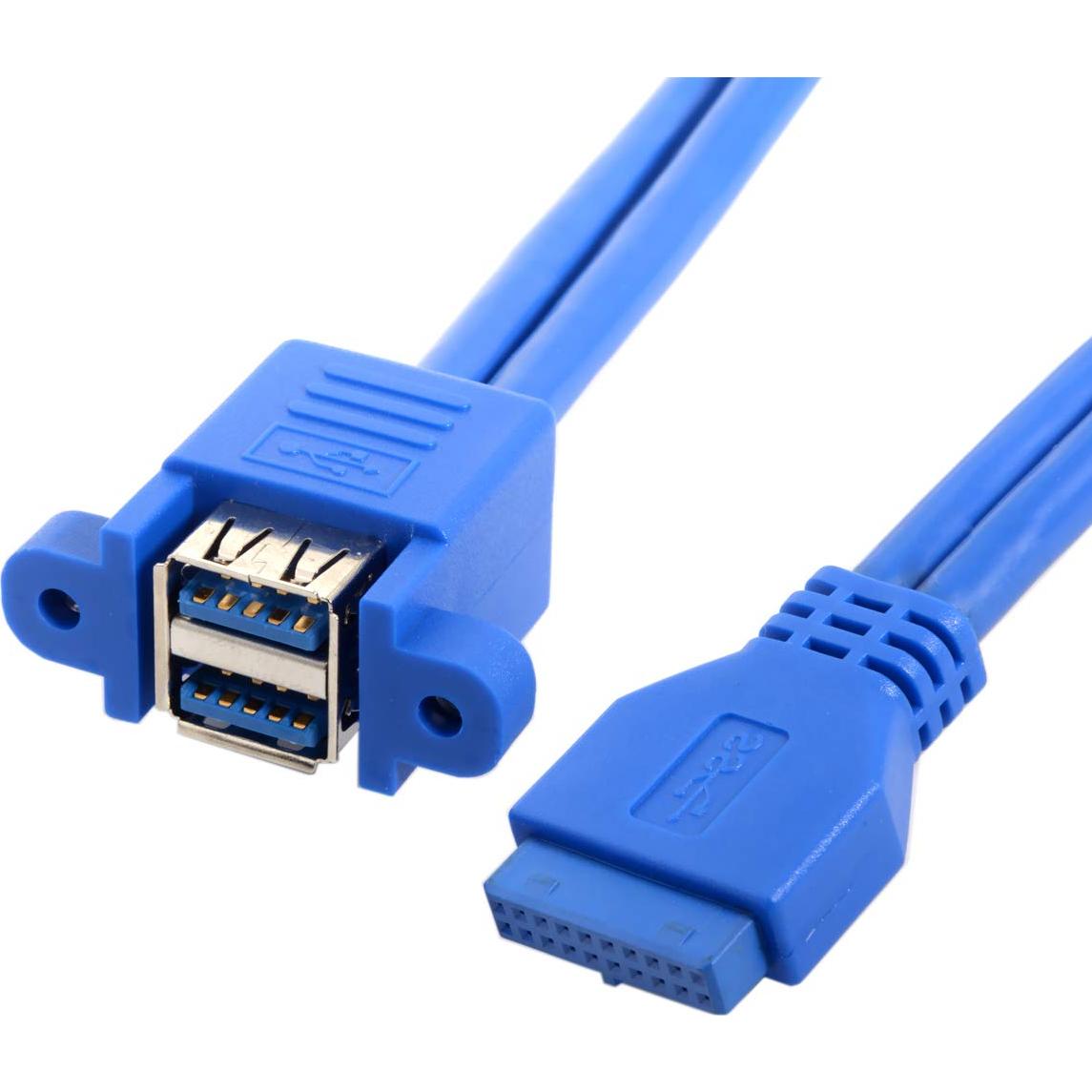 Cable USB 3.0 Femenino Doble a Placa Base 20Pin 50cm Chenyang
