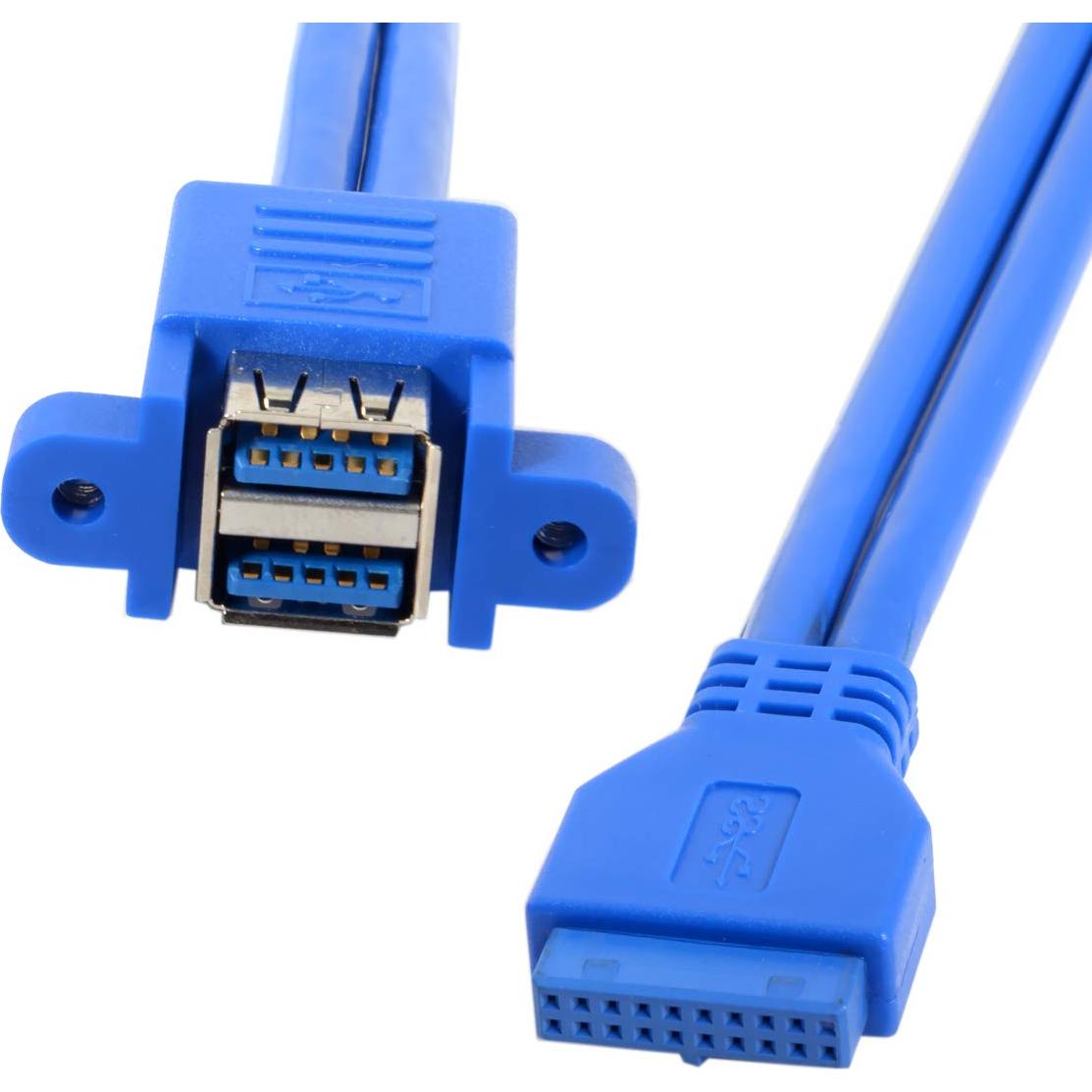 Cable USB 3.0 Femenino Doble a Placa Base 20Pin 50cm Chenyang