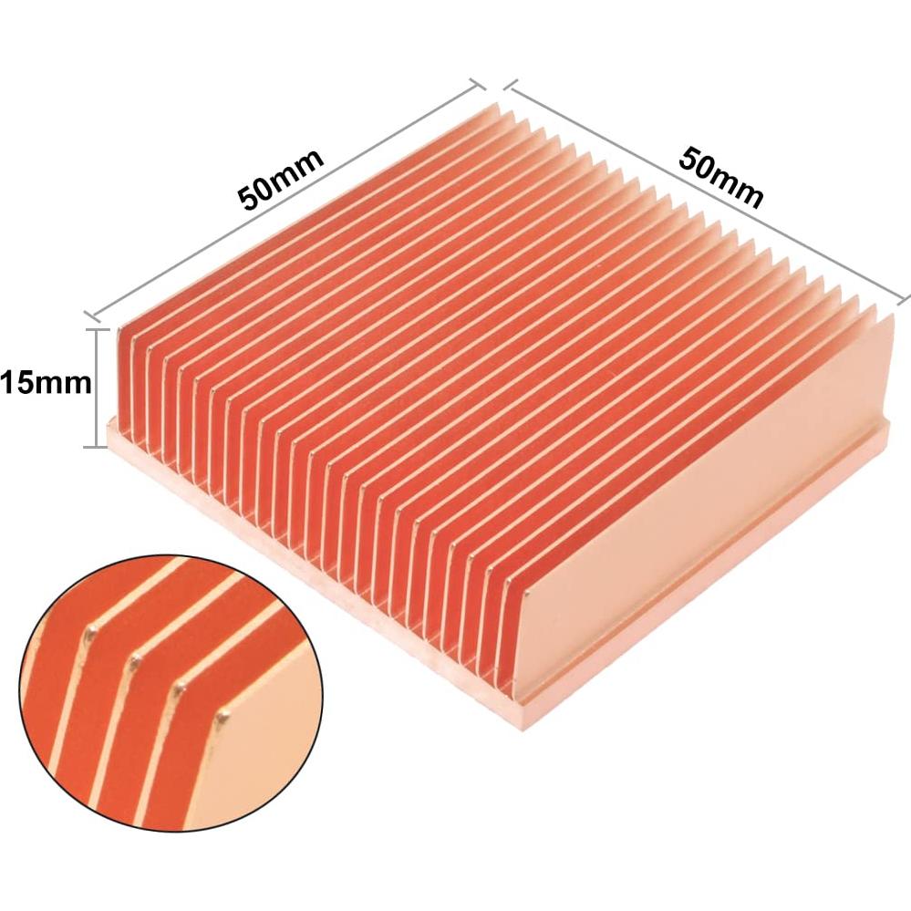 Disipador de Calor de Cobre Puro 50x50x15mm para Electrónicos