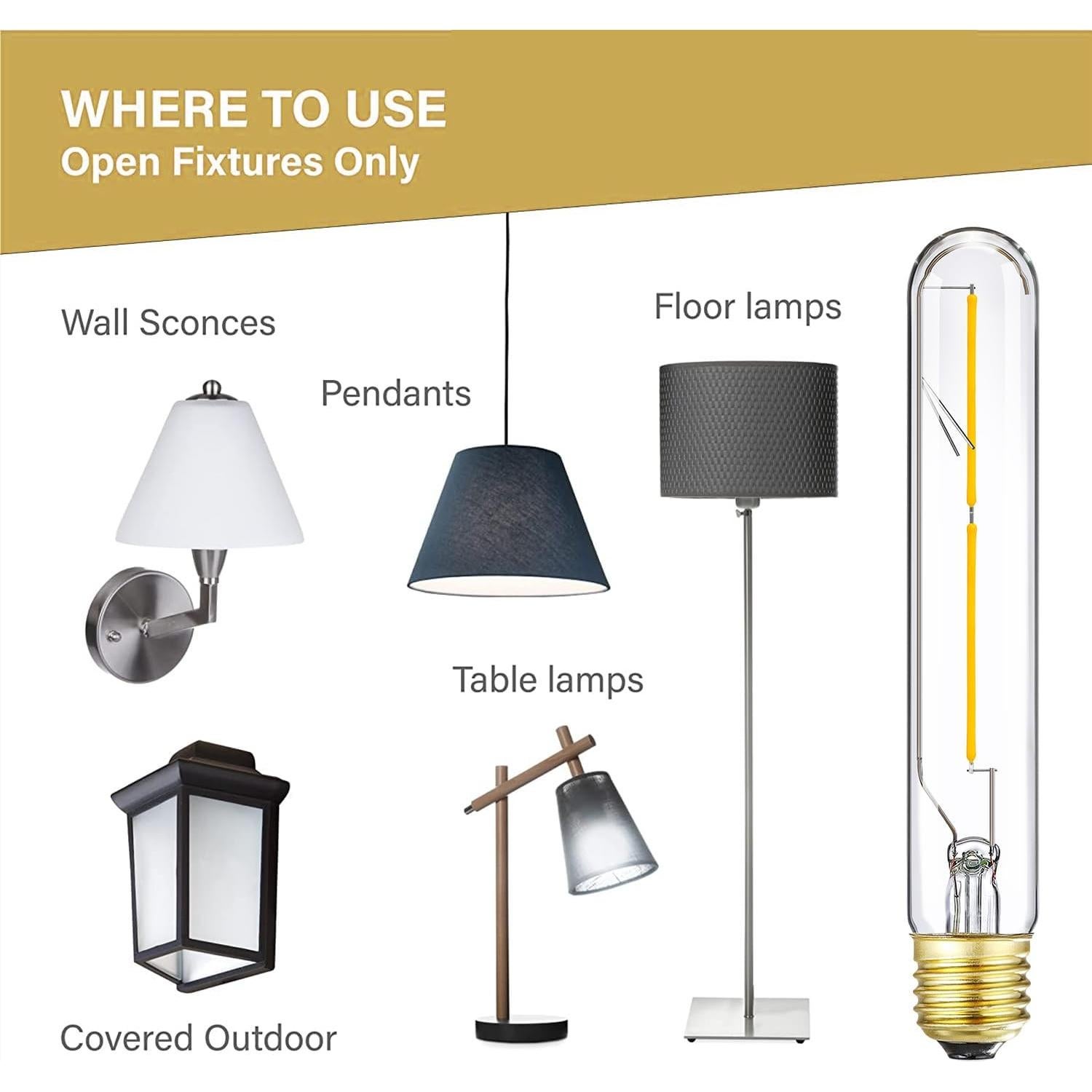 Bombillas LED Tubulares Dimmables Leools 4W 2700K Paquete de 4