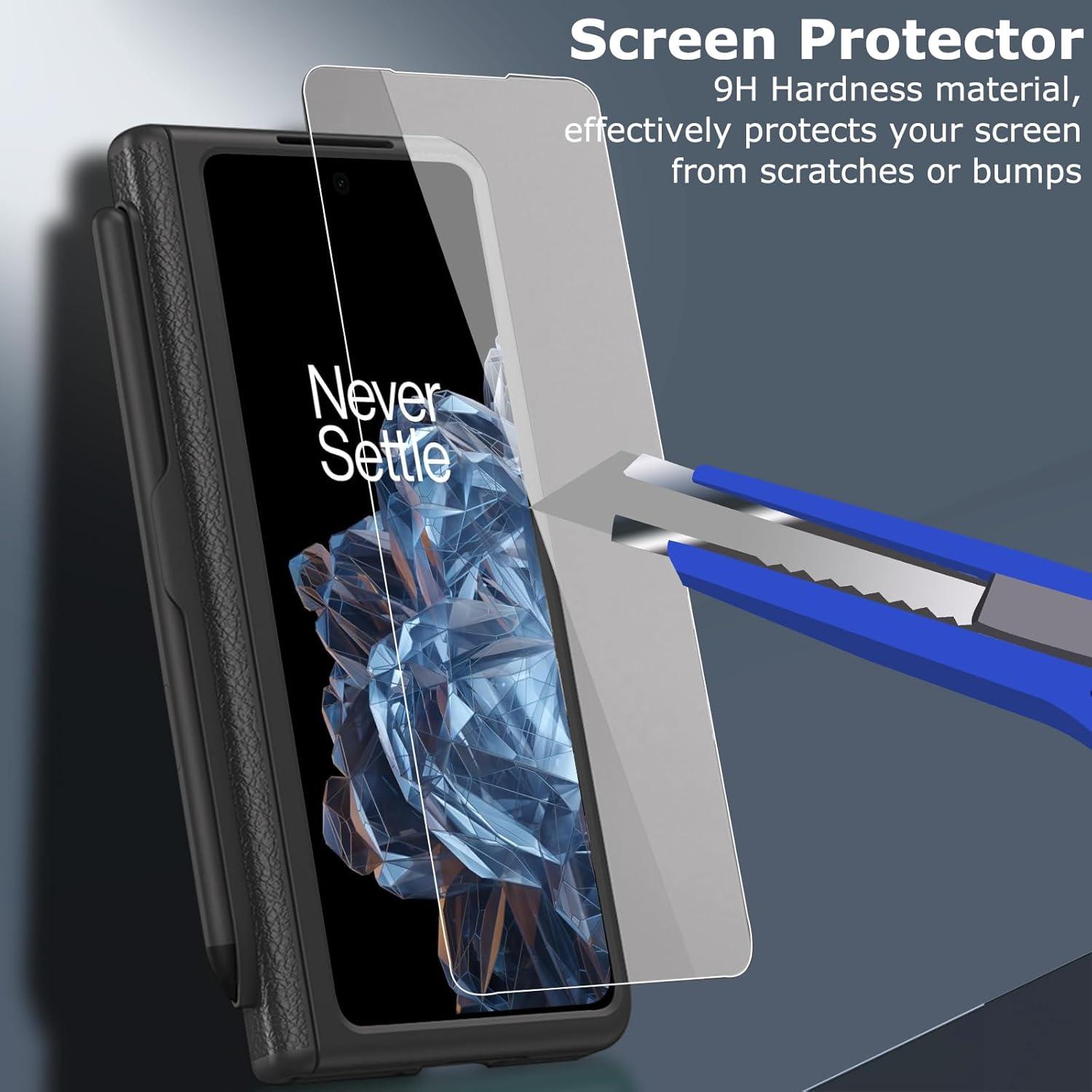 Funda de Cuero PU para OnePlus Open 2023 con Estilógrafo