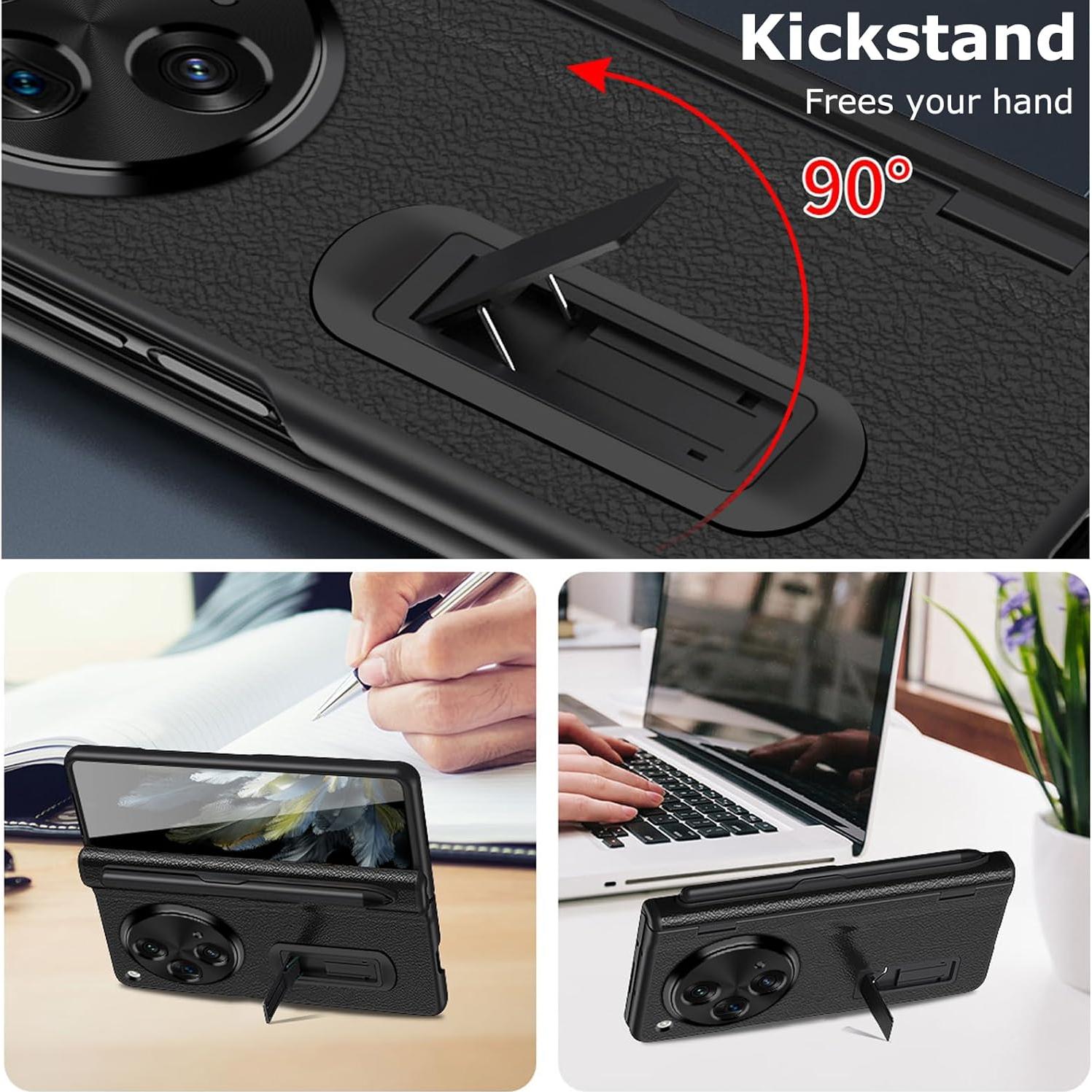 Funda de Cuero PU para OnePlus Open 2023 con Estilógrafo