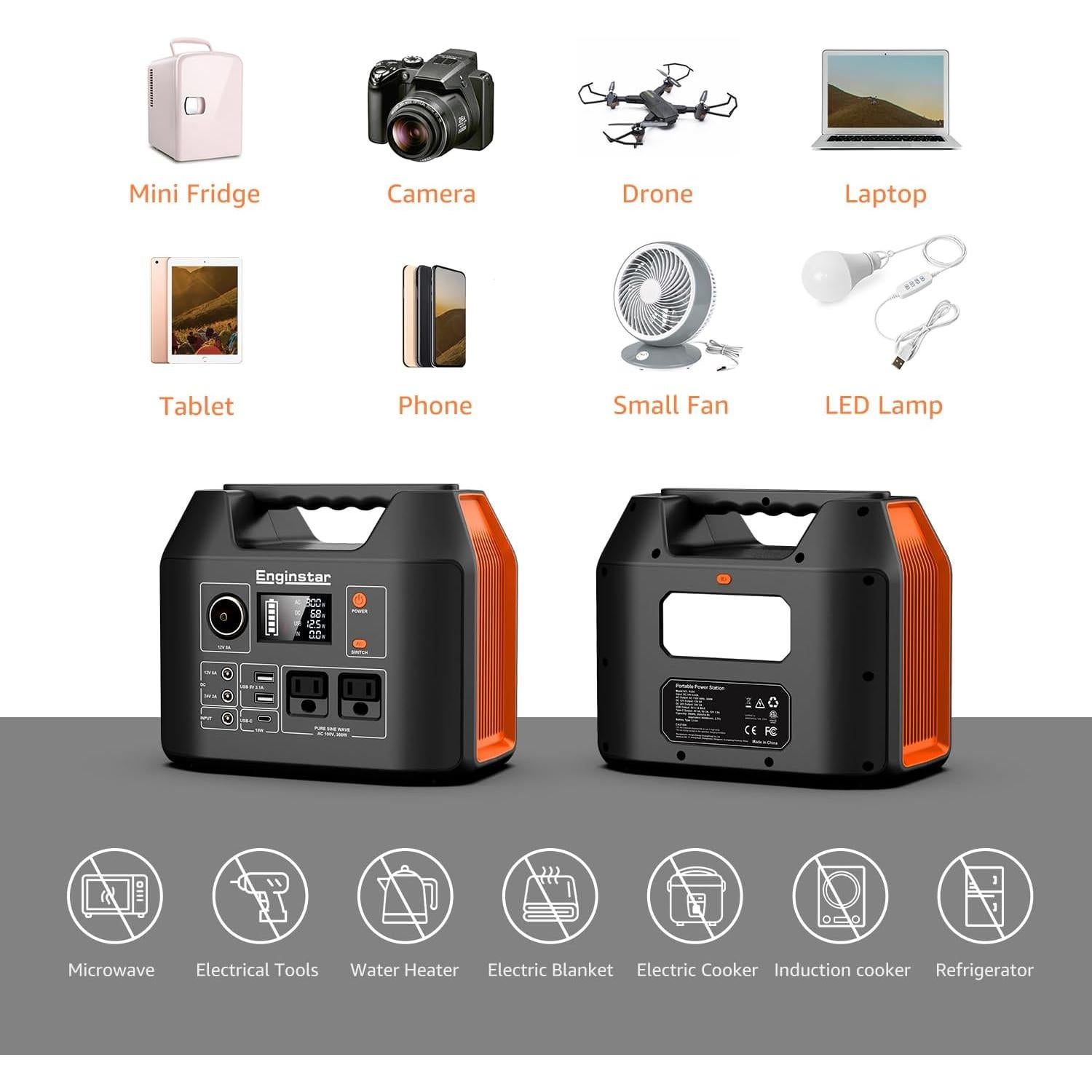 Estación de Energía Portátil EnginStar 300W 296Wh 80000mAh