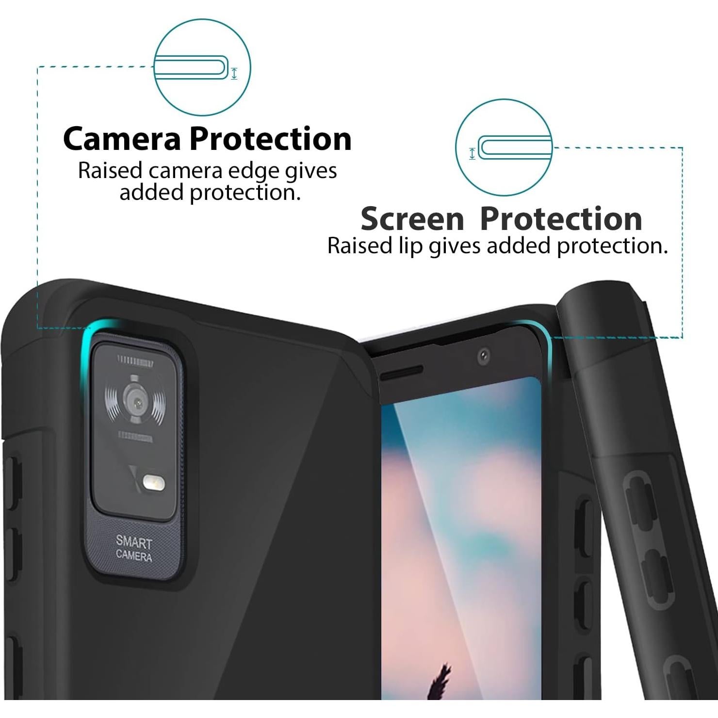 Funda Antigolpes Doble Capa TJS para TCL ION X, ION V, 40 Z - Negro