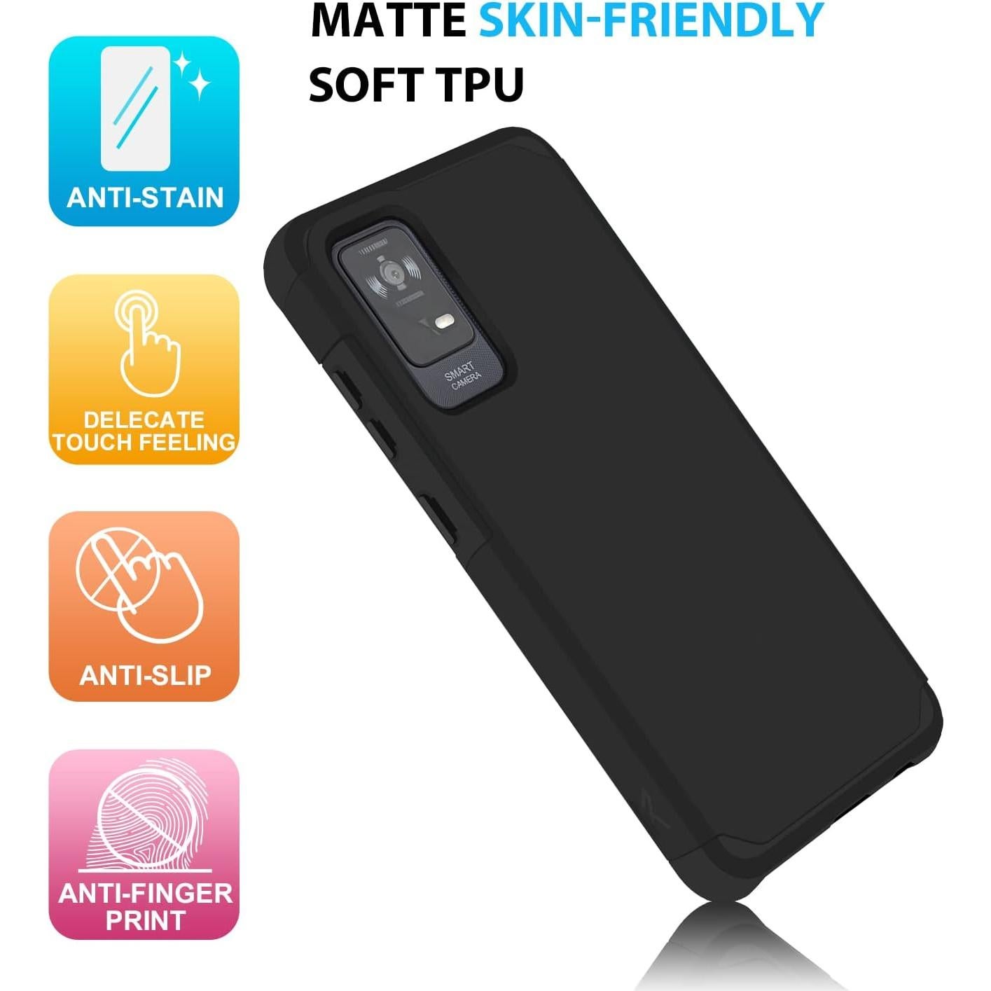 Funda Antigolpes Doble Capa TJS para TCL ION X, ION V, 40 Z - Negro