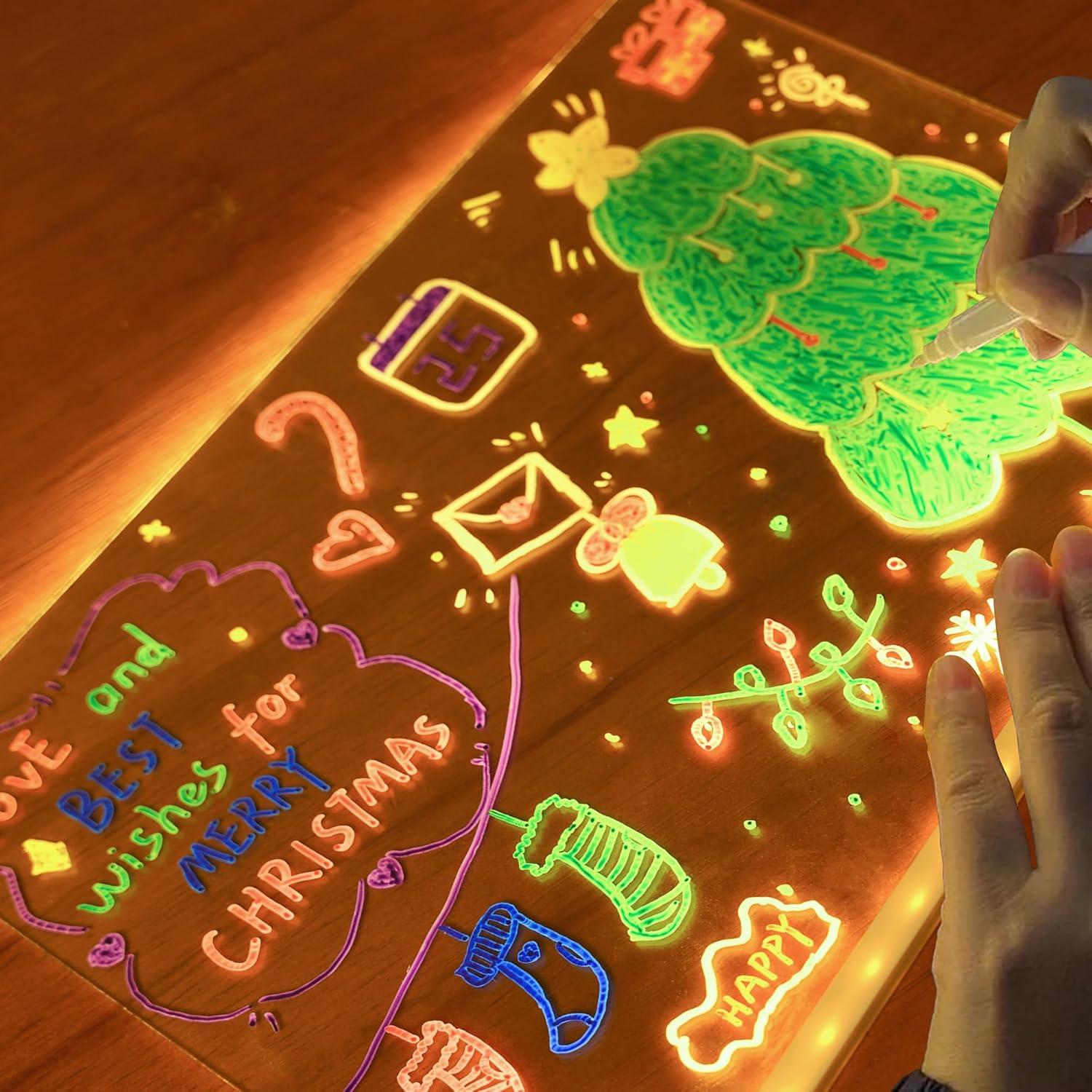 Tablero de Notas LED JBEIY 15x15cm Acrílico Borrado en Seco