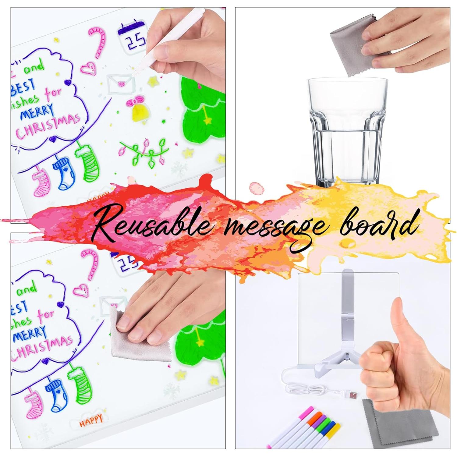 Tablero de Notas LED JBEIY 15x15cm Acrílico Borrado en Seco