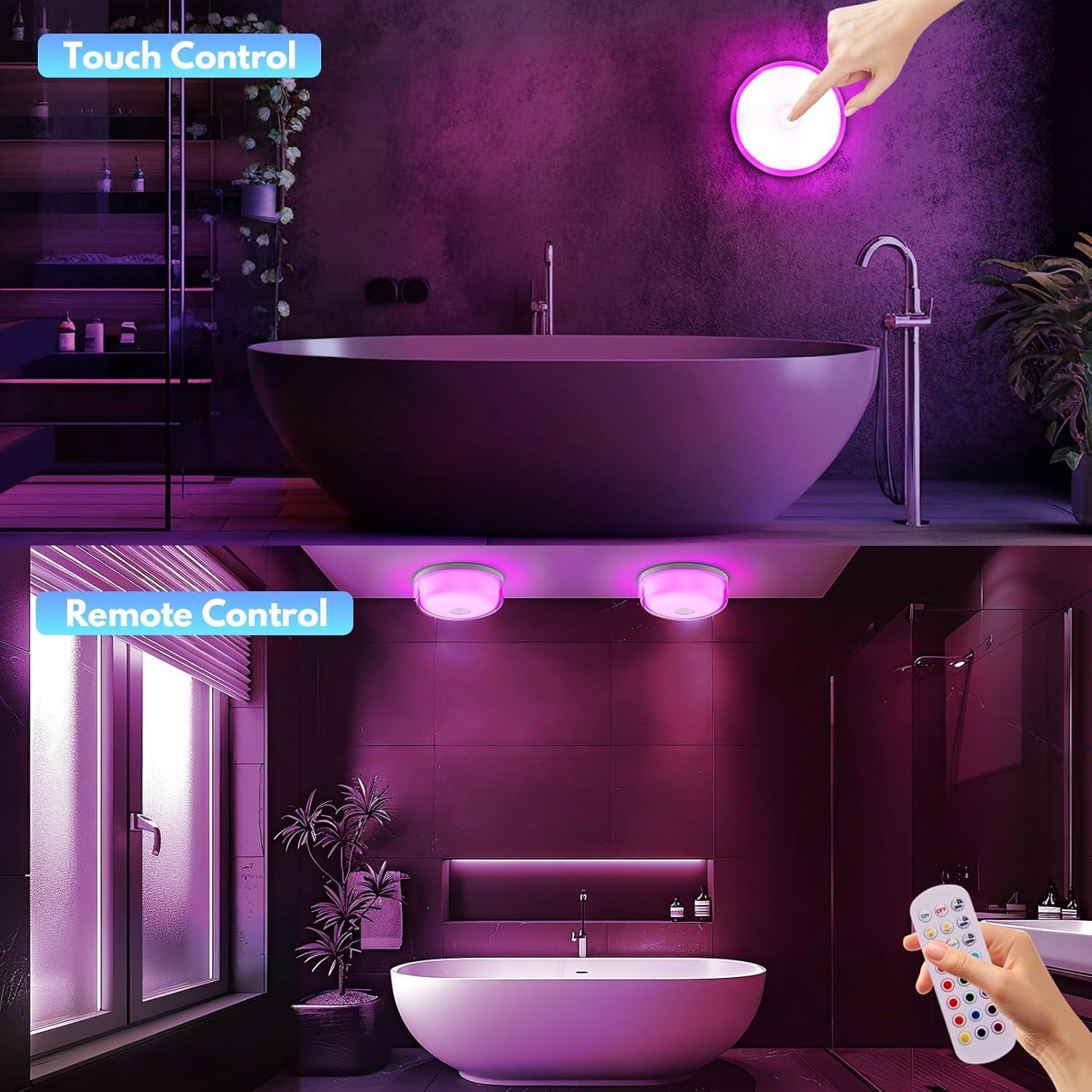 Luz de Ducha Recargable Funlenry - 15 Colores, Control Remoto