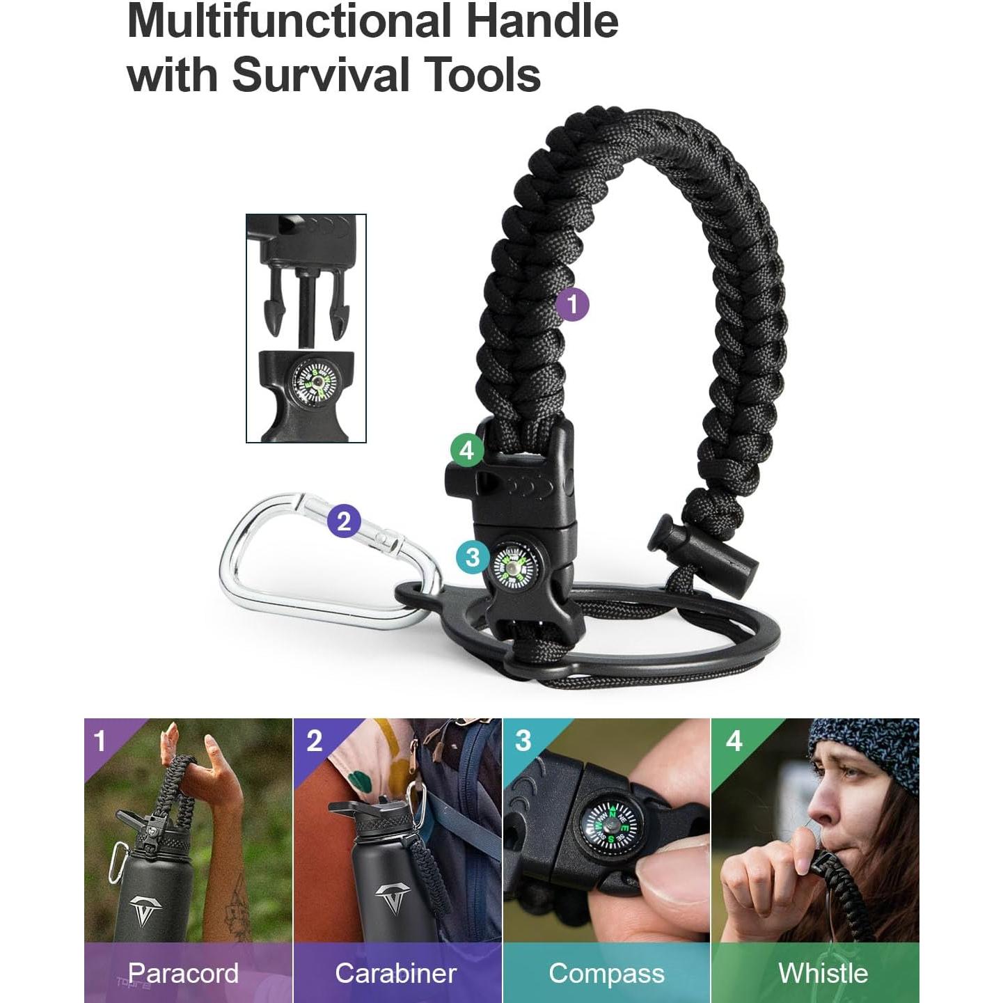 Botella de Agua Aislada 32oz Topre Acero Inoxidable Negra