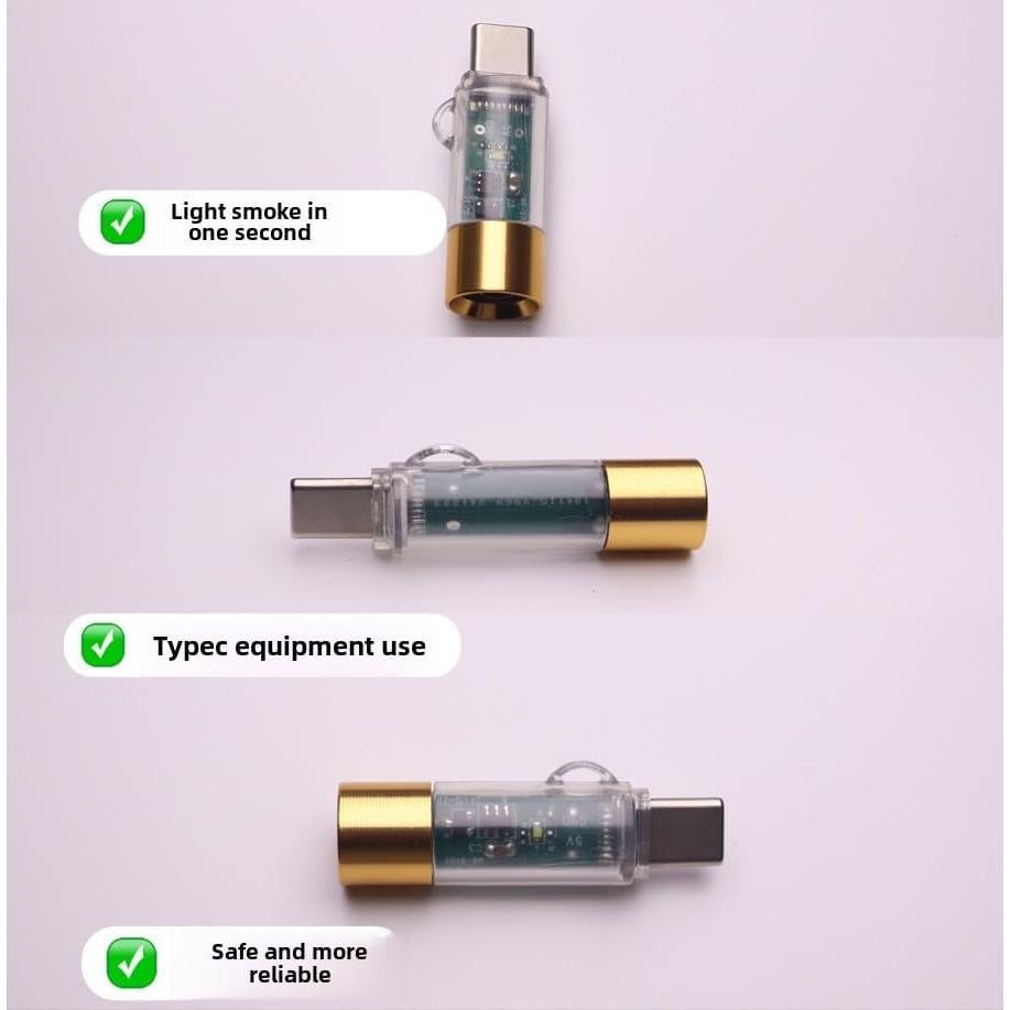Encendedor eléctrico tipo C Fogsea dorado a prueba de viento