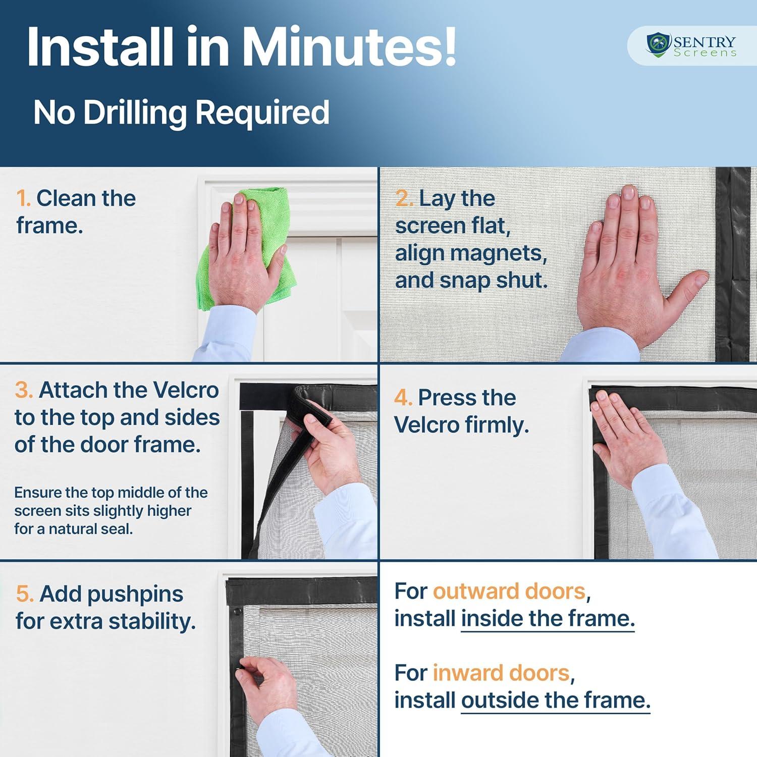 Puerta de Pantalla Magnética Sentry Screens 121x210 cm Negra