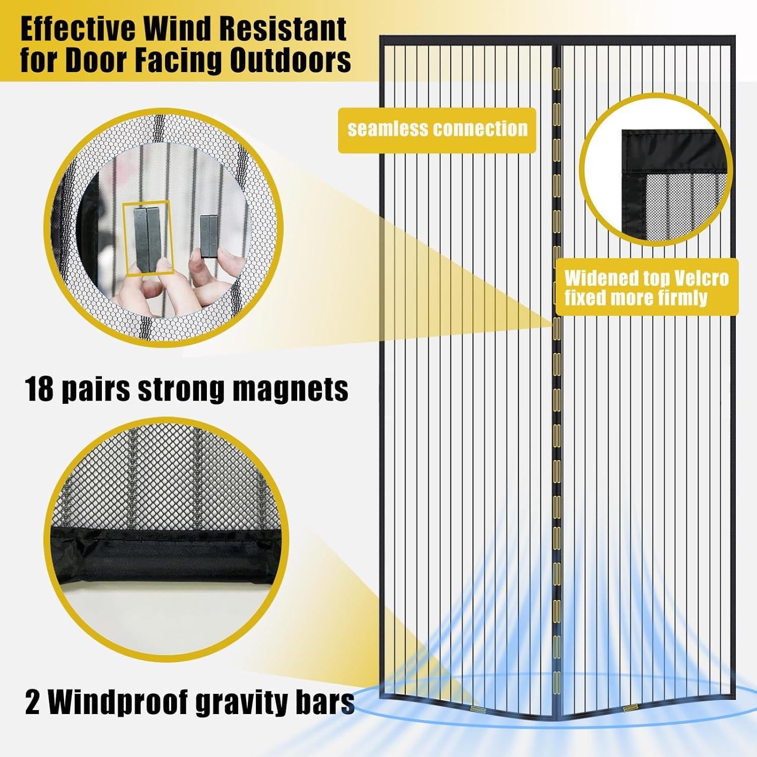 Malla de Puerta Magnética Elytsemoh 38x83 cm Insectos Negro
