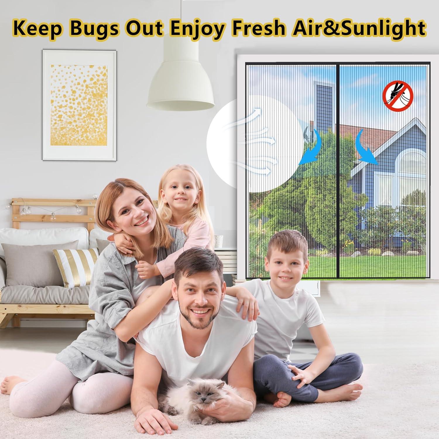 Malla de Puerta Magnética Elytsemoh 38x83 cm Insectos Negro