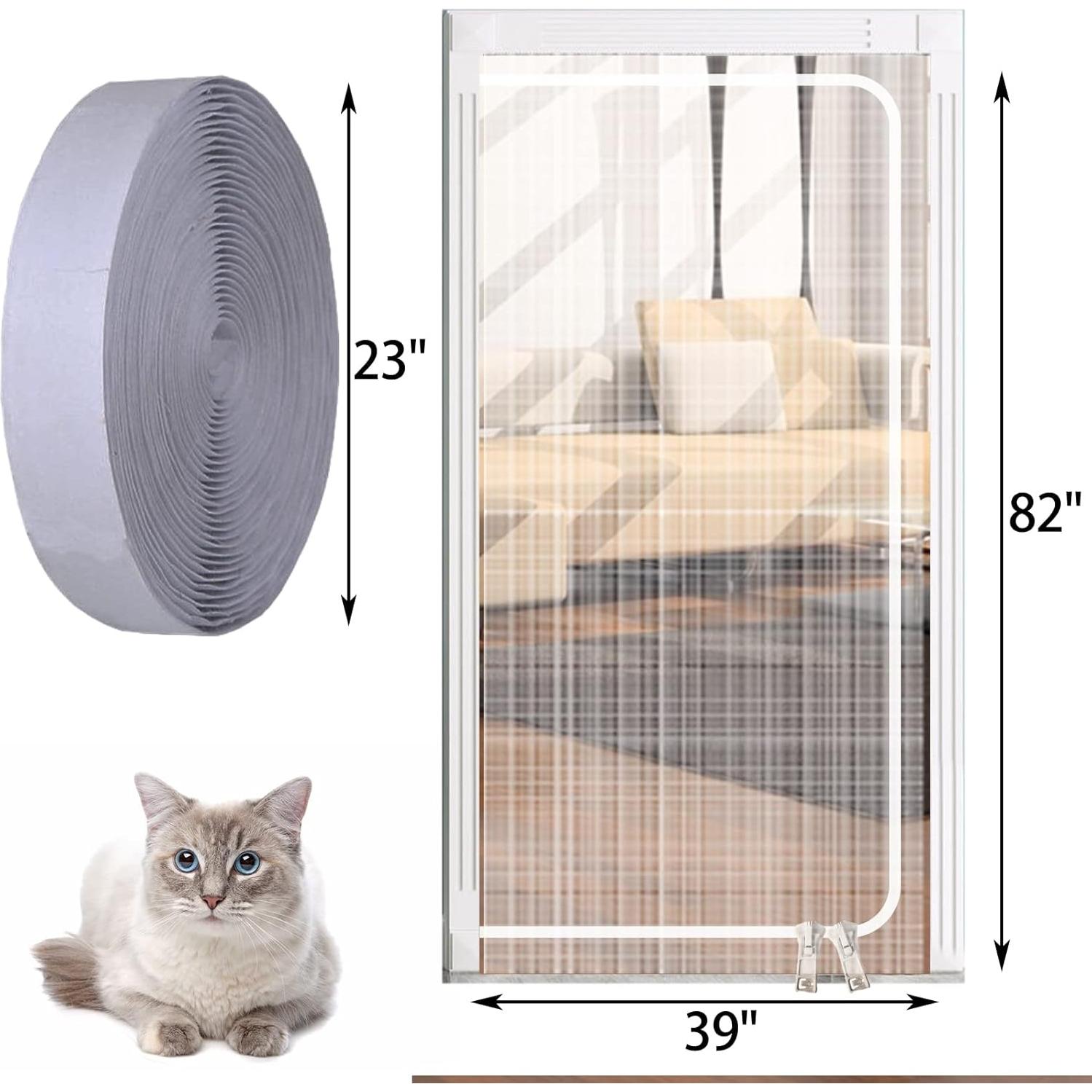 Puerta de Pantalla para Gatos PINVNBY 99x208 cm Doble Cremallera