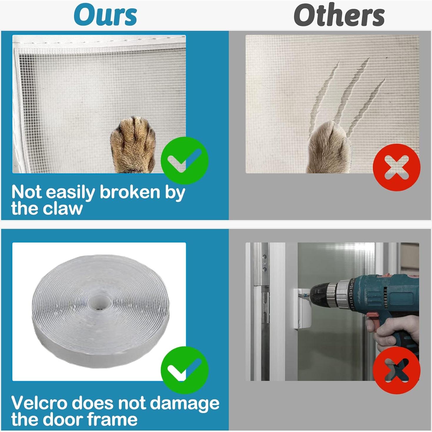 Puerta de Pantalla para Gatos PINVNBY 99x208 cm Doble Cremallera