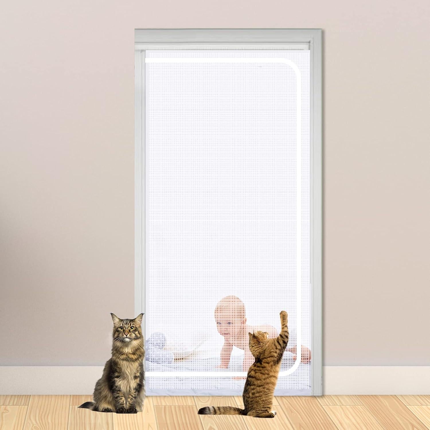 Puerta de Pantalla para Gatos PINVNBY 99x208 cm Doble Cremallera