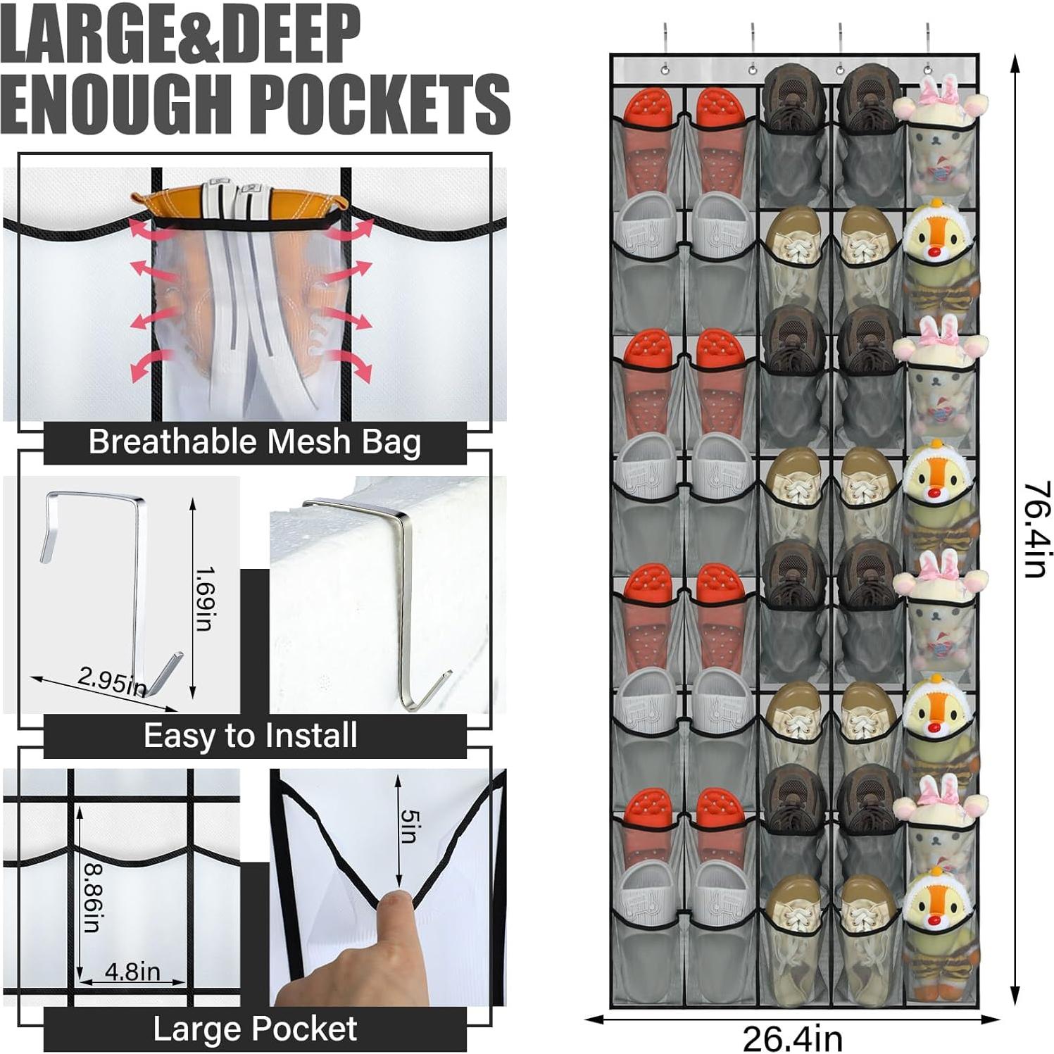 Organizador de Zapatos Windyun Colgante 40 Bolsillos Gris
