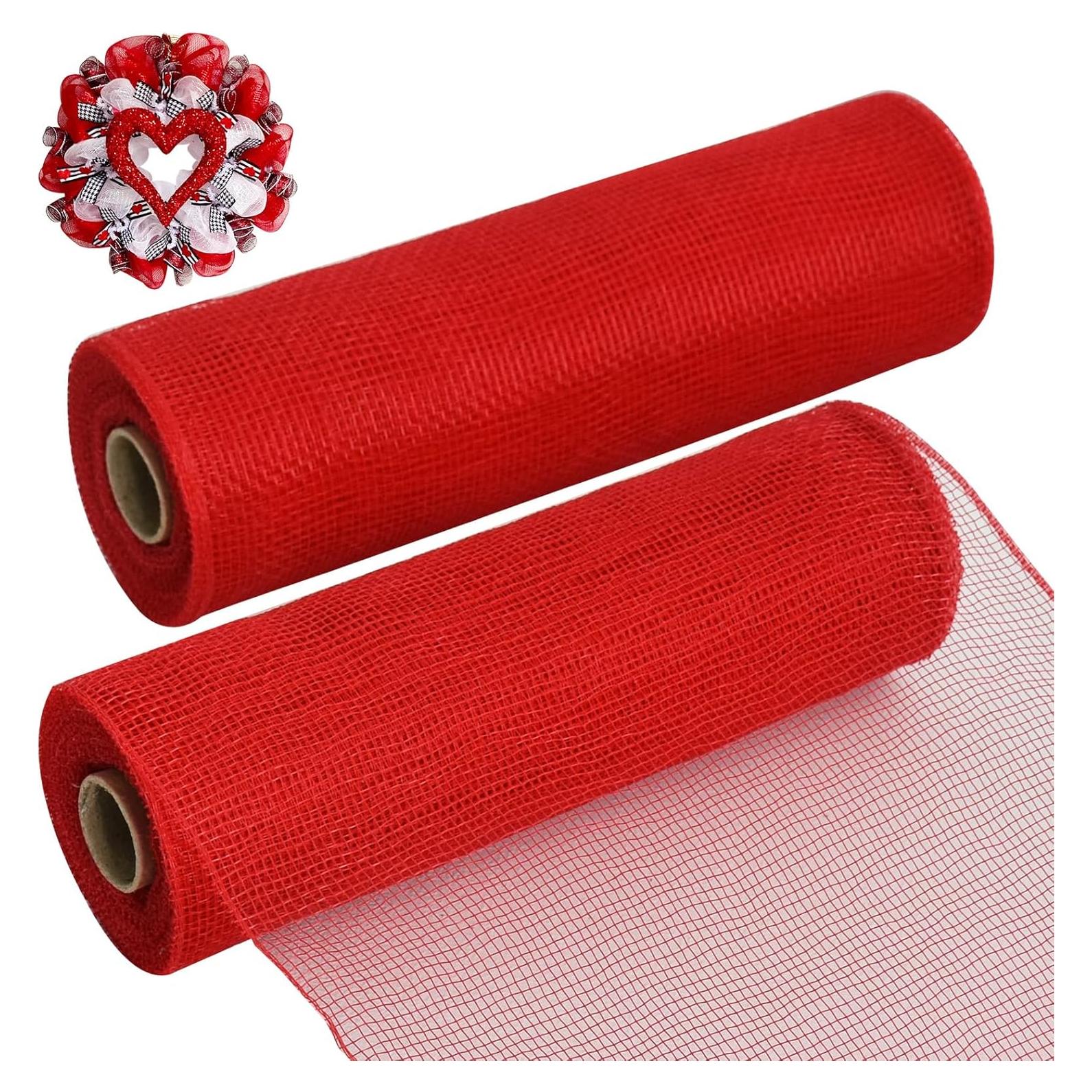Cinta Decorativa de Malla Roja TONIFUL 10 cm x 6 m 2 Rollos