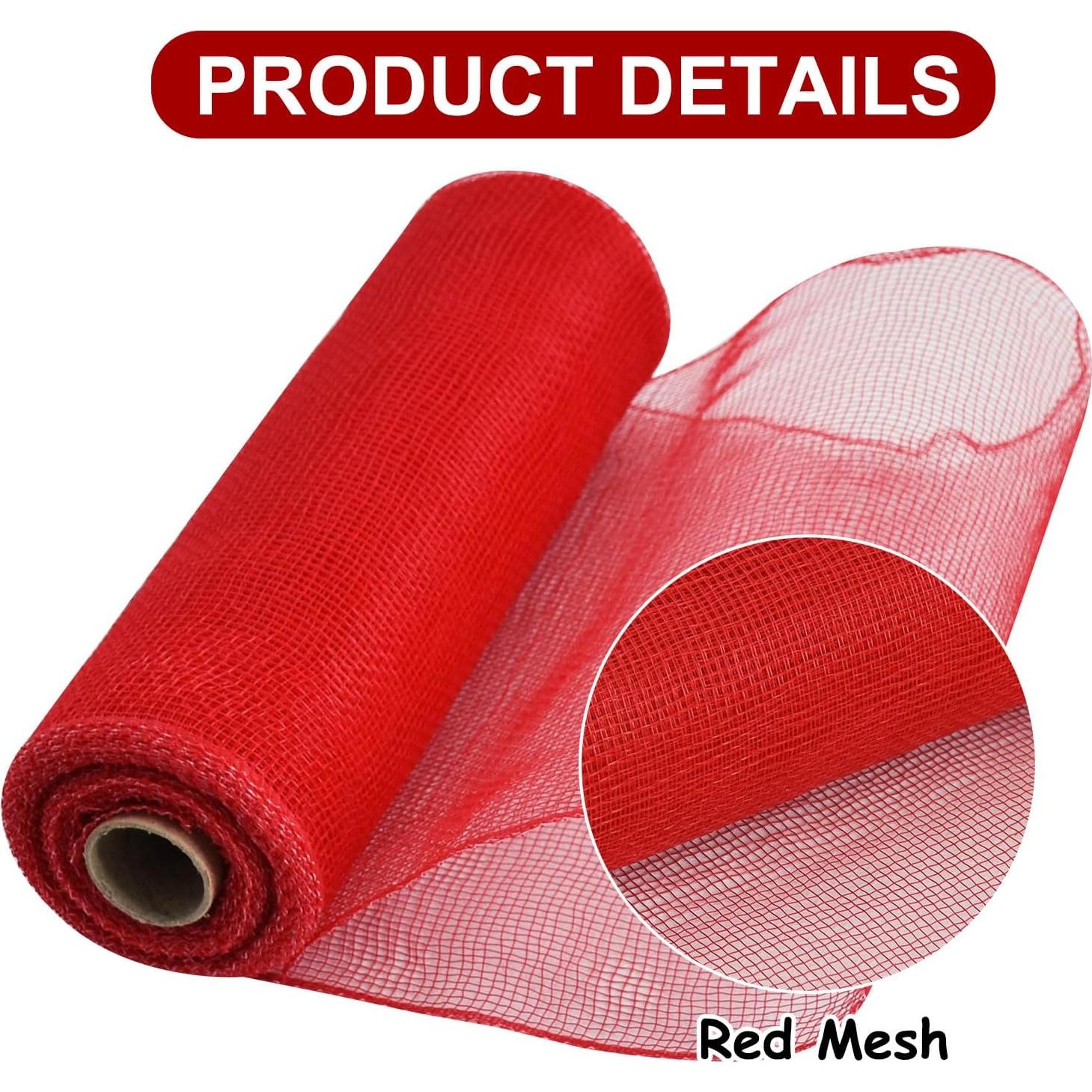Cinta Decorativa de Malla Roja TONIFUL 10 cm x 6 m 2 Rollos