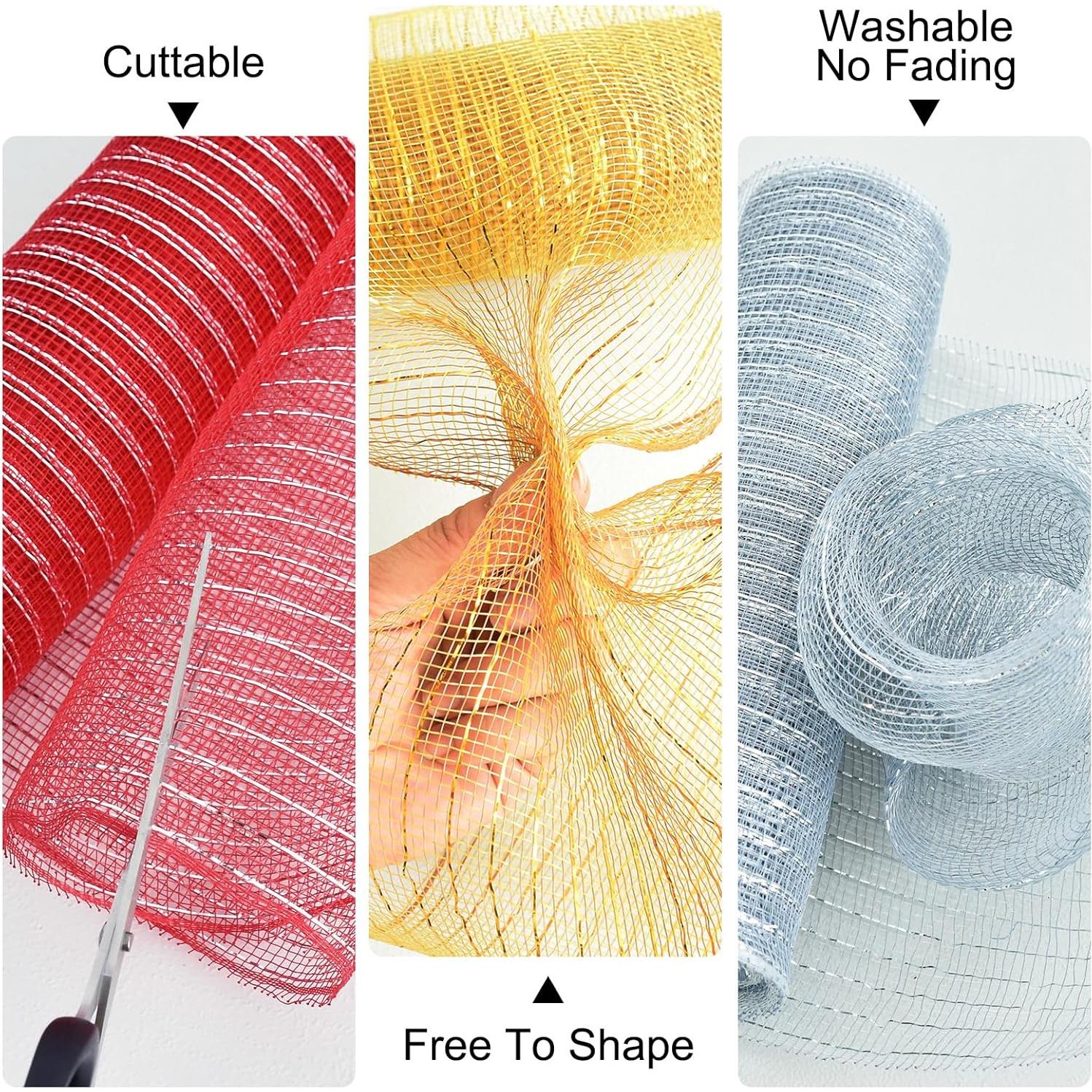 Cinta Decorativa de Malla Roja TONIFUL 10 cm x 6 m 2 Rollos