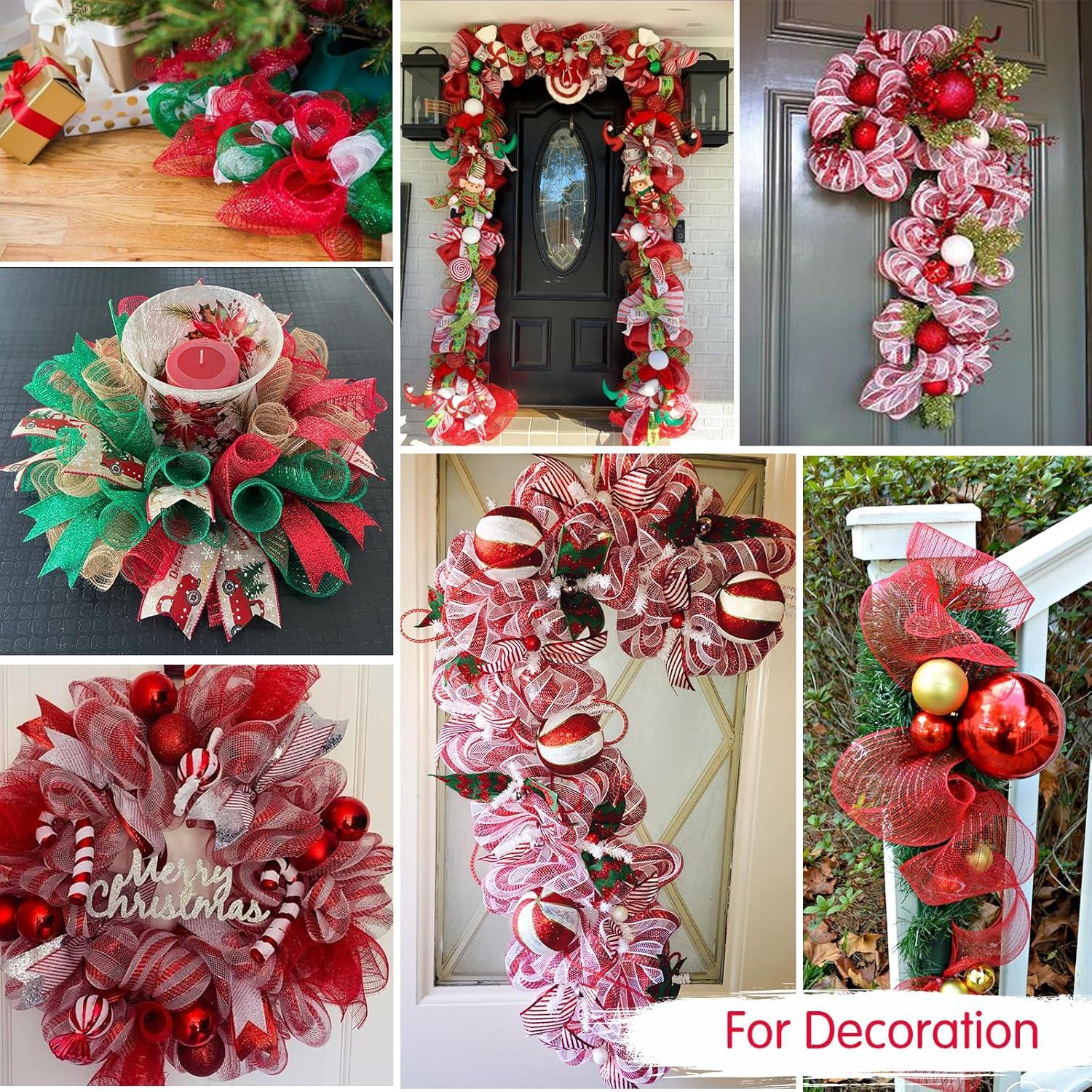 Cinta Decorativa de Malla Roja TONIFUL 10 cm x 6 m 2 Rollos
