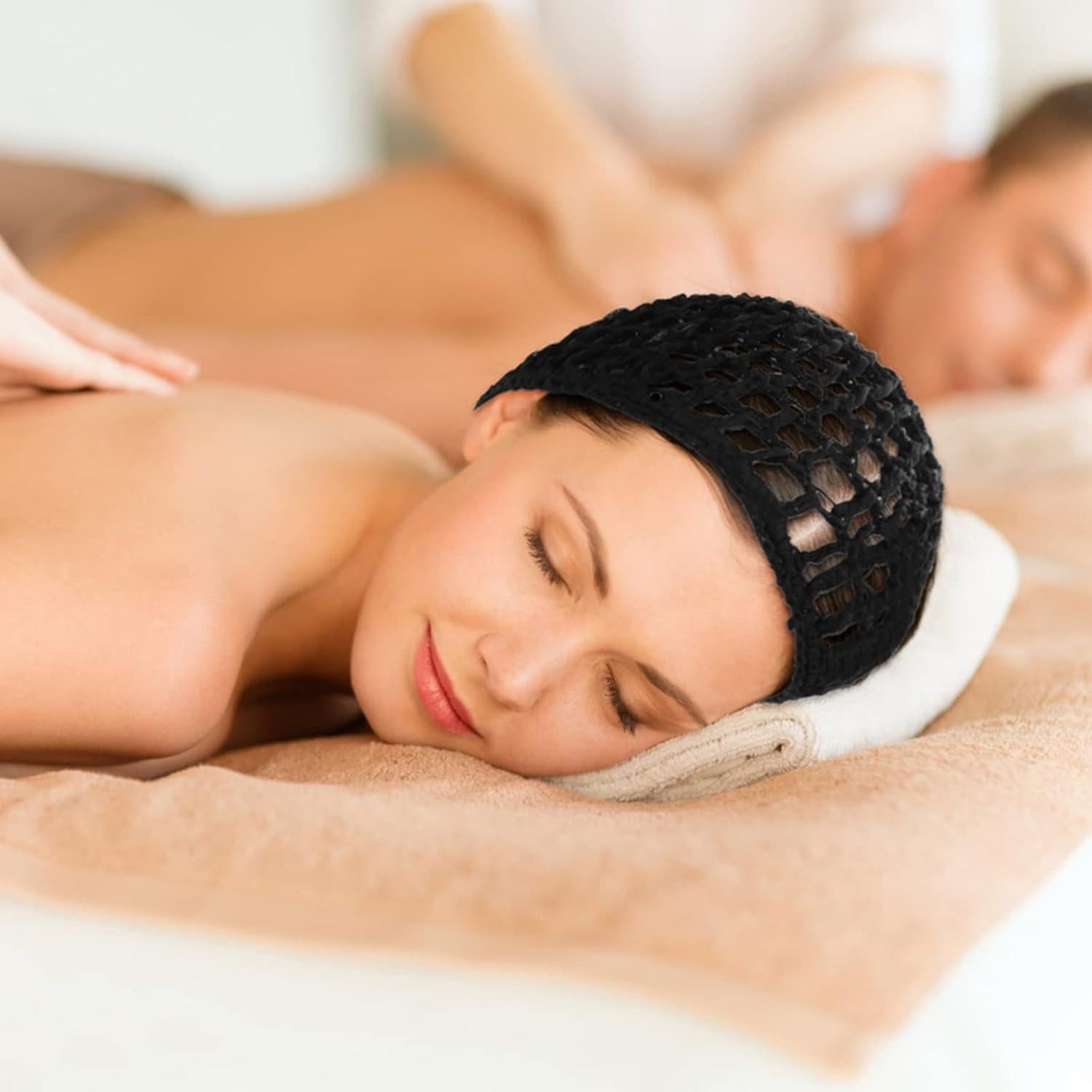 2 Pcs Red de Cabello Snoods Negro para Dormir y Ducha