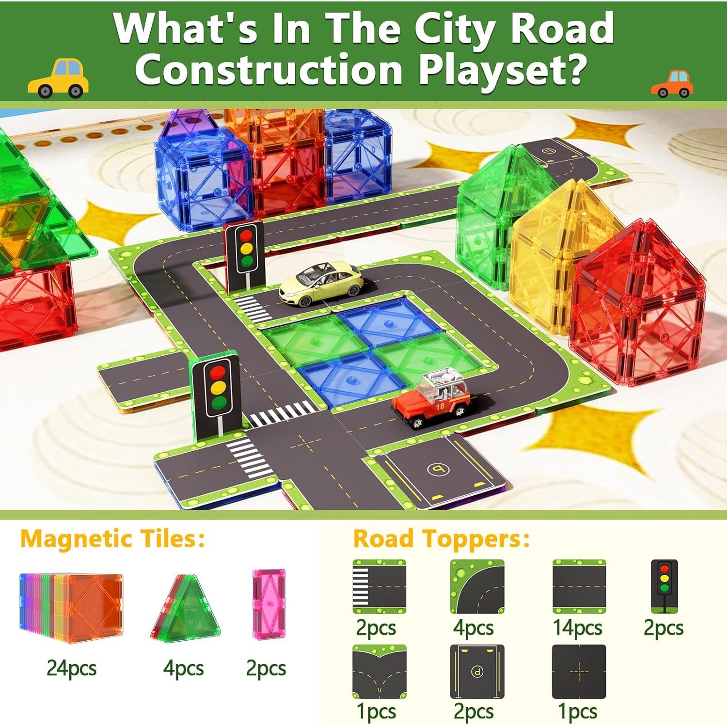 Juego de Accesorios Carreteras Magnéticas Soyee 24 Piezas