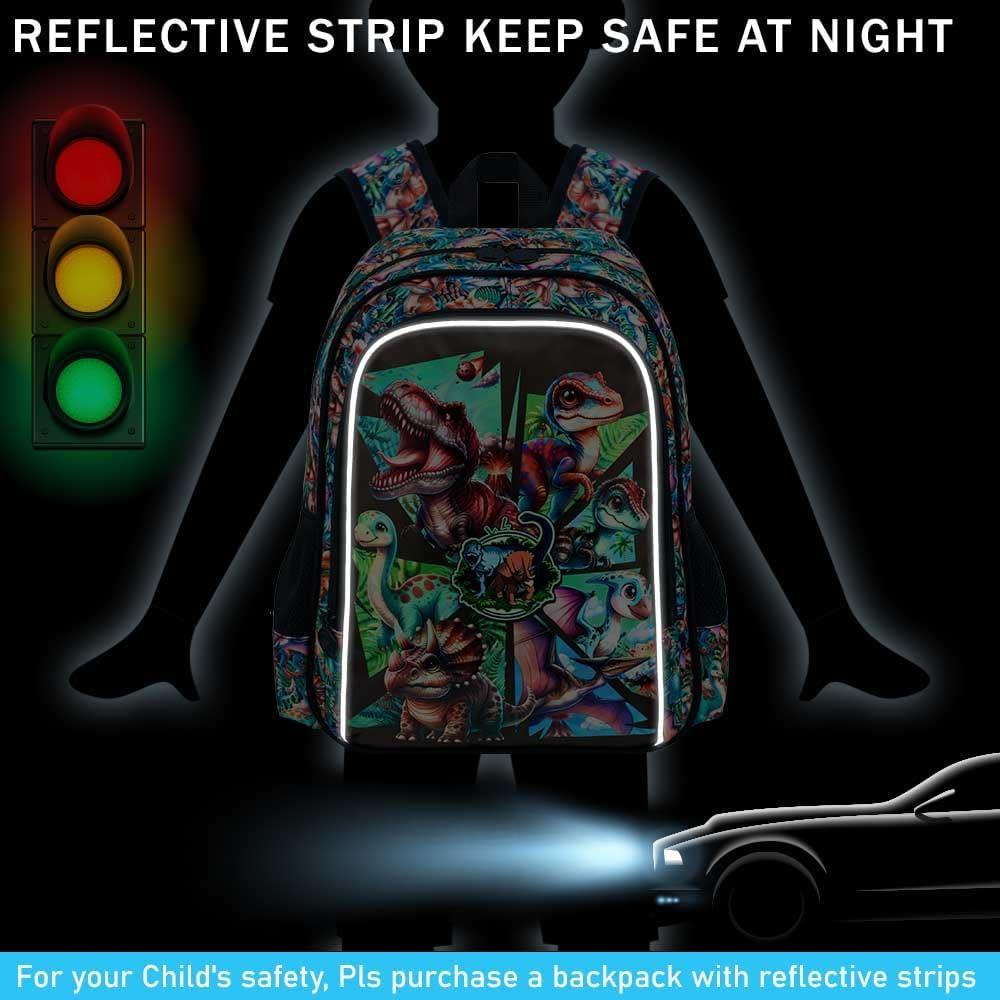 Mochila Escolar Dinosaurio AGSDON 3 en 1 con Lonchera y Estuche