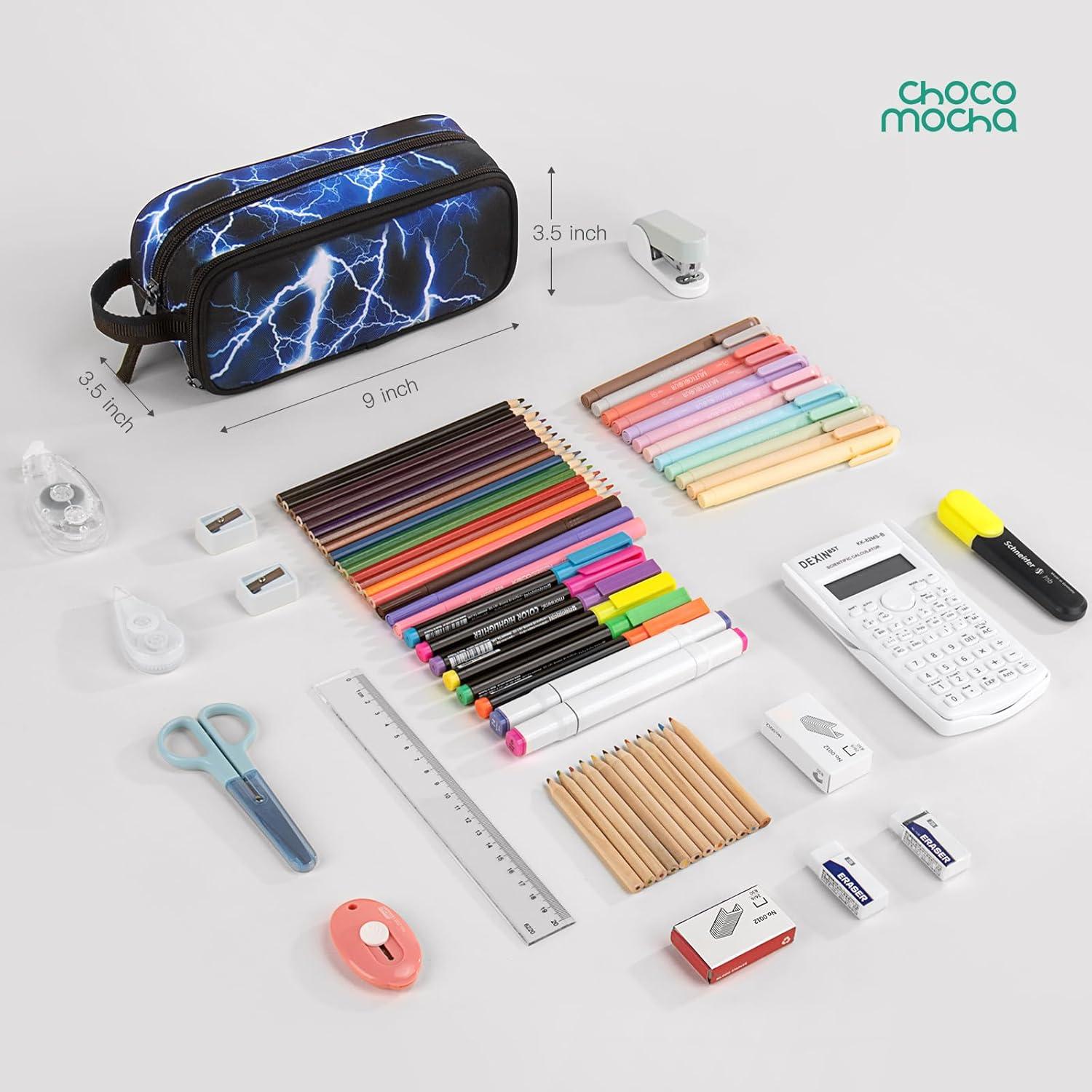 Estuche de Lápices Choco Mocha Azul 2 Compartimentos 22x10x10cm