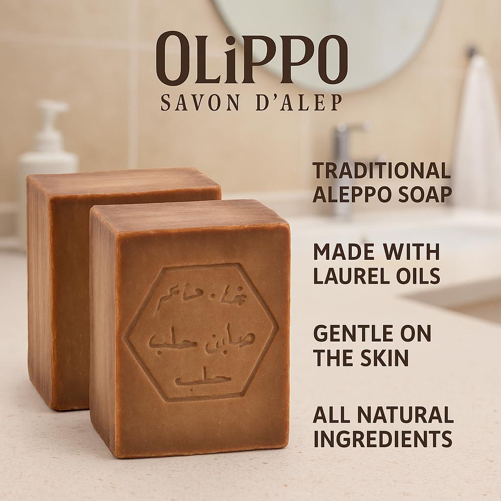 Jabón Natural de Aleppo Olippo 2-Pack 190g - Orgánico y Hecho a Mano