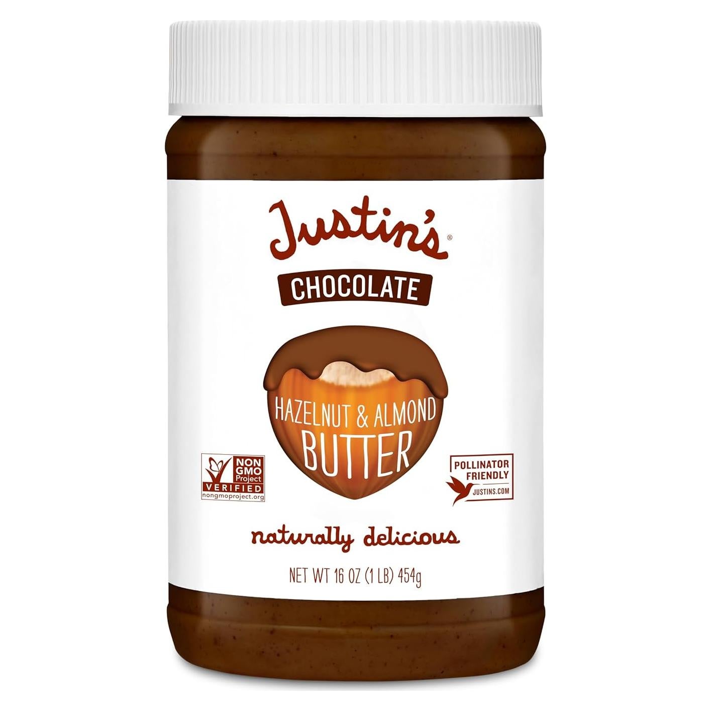Mantequilla de Avellana y Almendra Justin 454g Cacao Orgánico