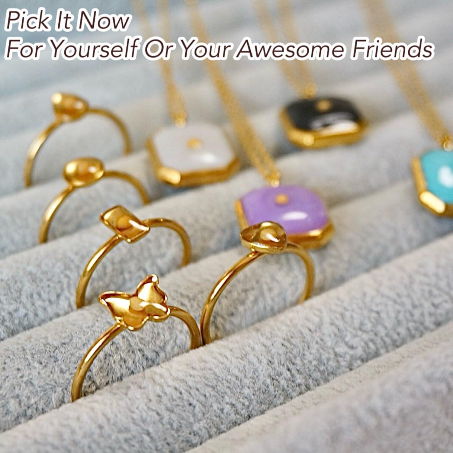 Anillo de Semilla de Mostaza Ajustable para Mujeres - Acero Inoxidable Baño Oro 18k