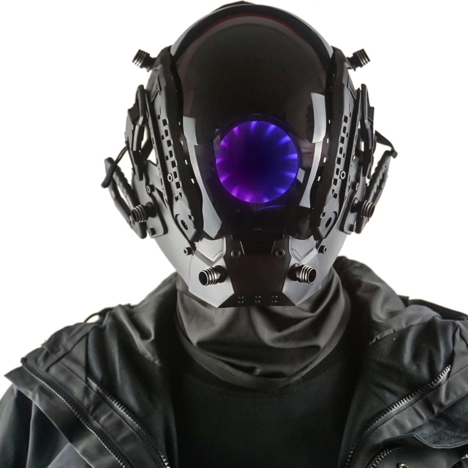 Máscara Punk Futurista con Luces LED Espejo Infinito